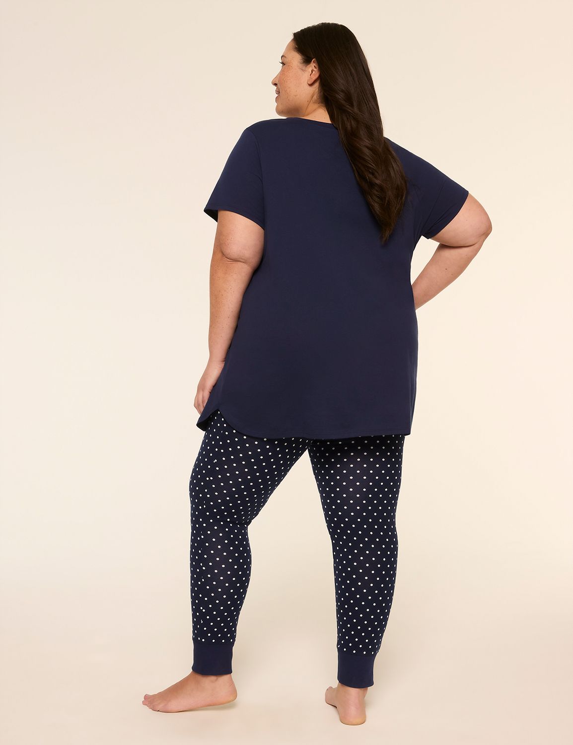 Comfy Cotton V-Neck Tunic Tee & Legging PJ Set