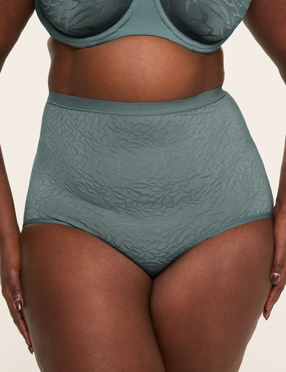 No-Show High-Waist Brief Panty With Textured Lace