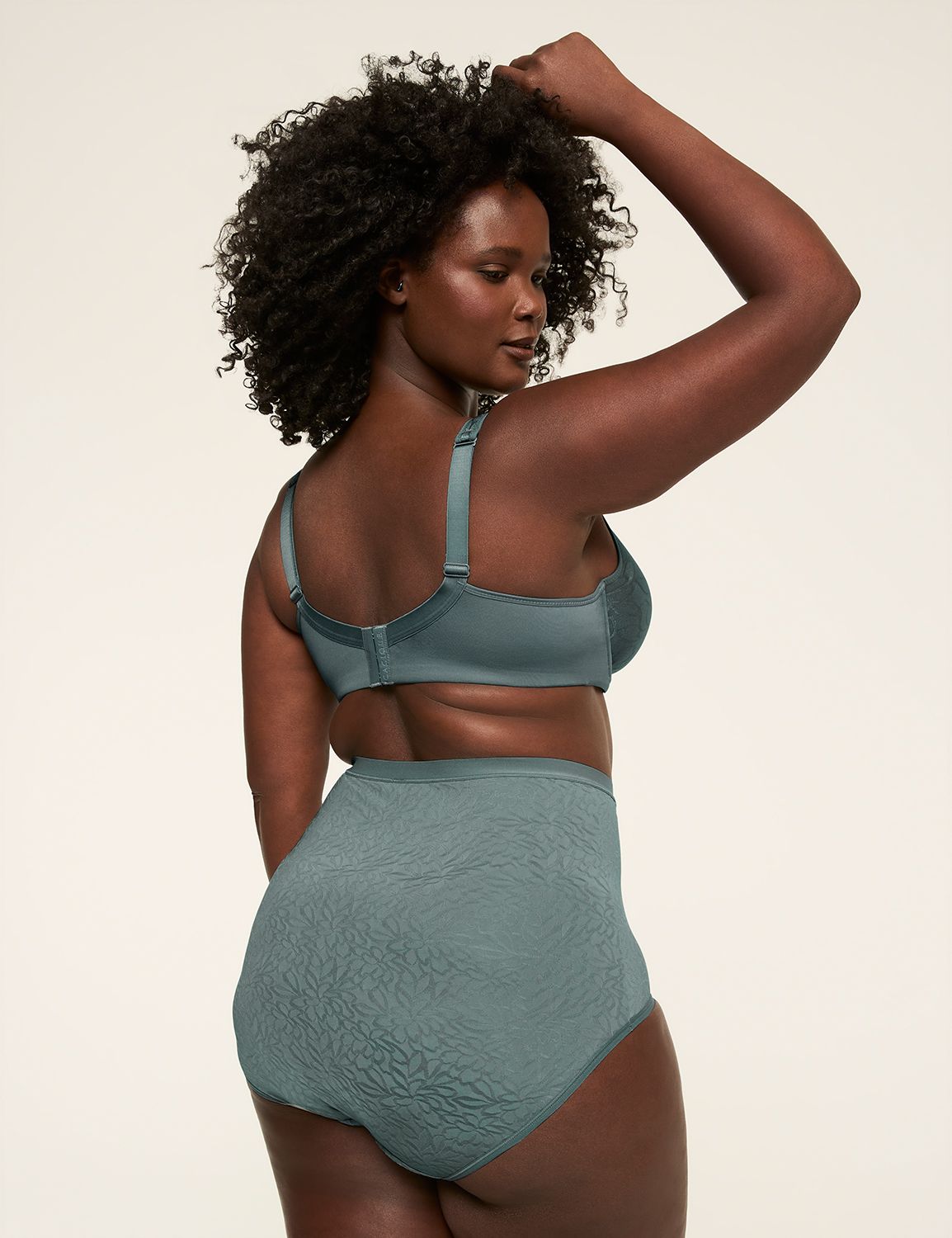 No-Show High-Waist Brief Panty With Textured Lace