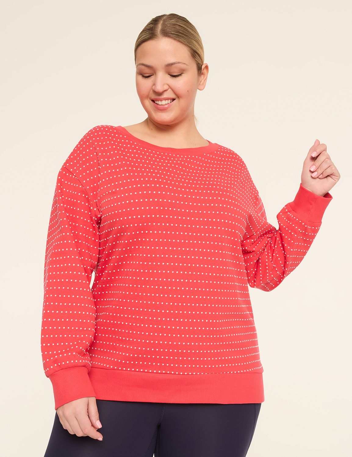 LIVI Long Sleeve Boatneck French Terry Top