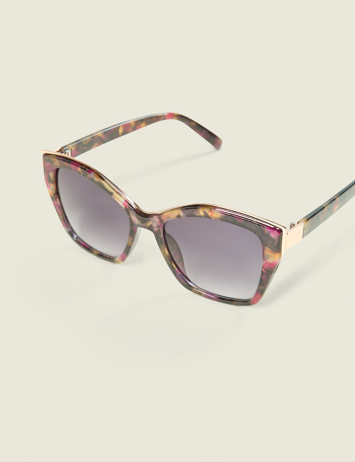 Multi-Color & Goldtone Trim Cateye Sunglasses