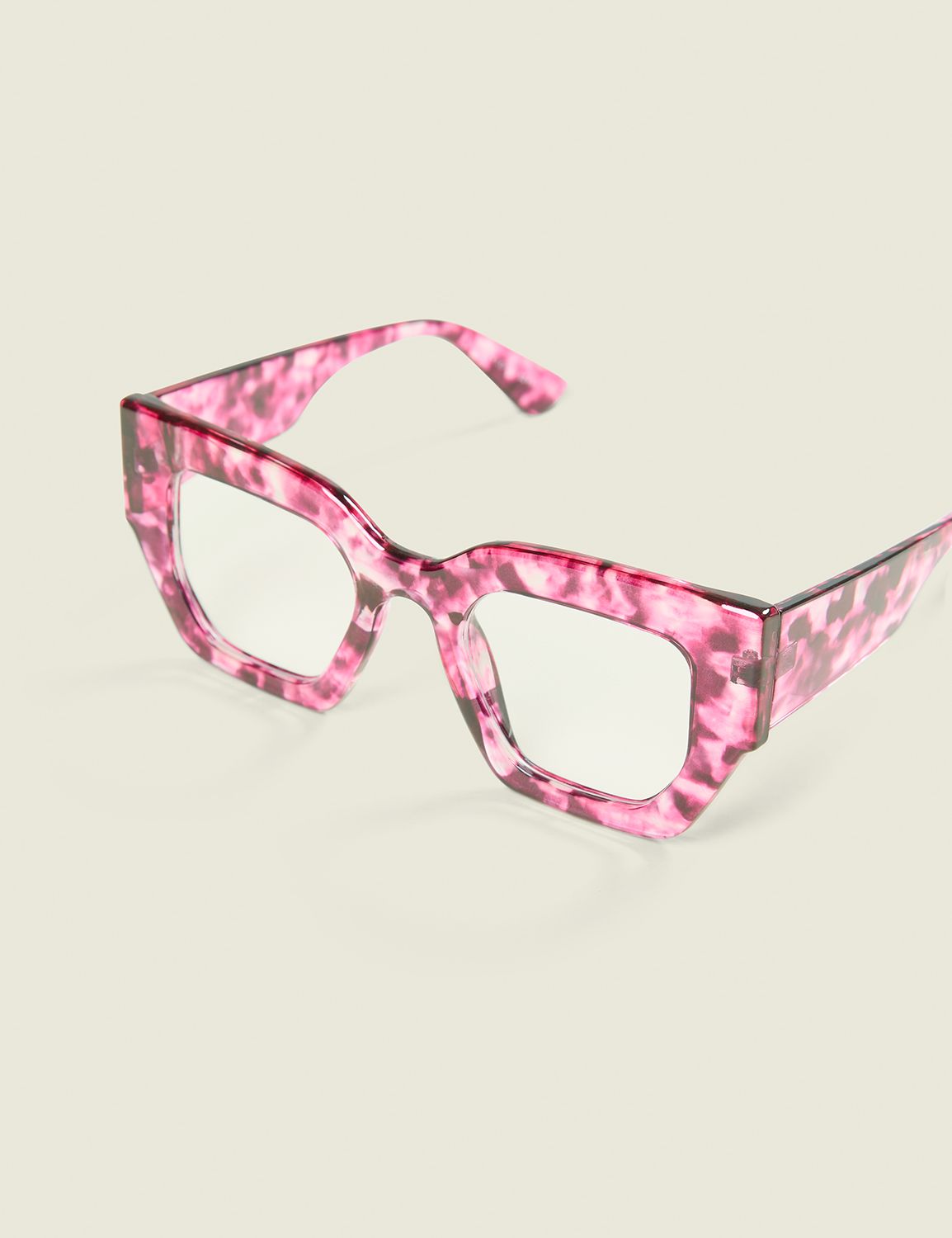 Pink Tortoiseshell Square Reading Glasses