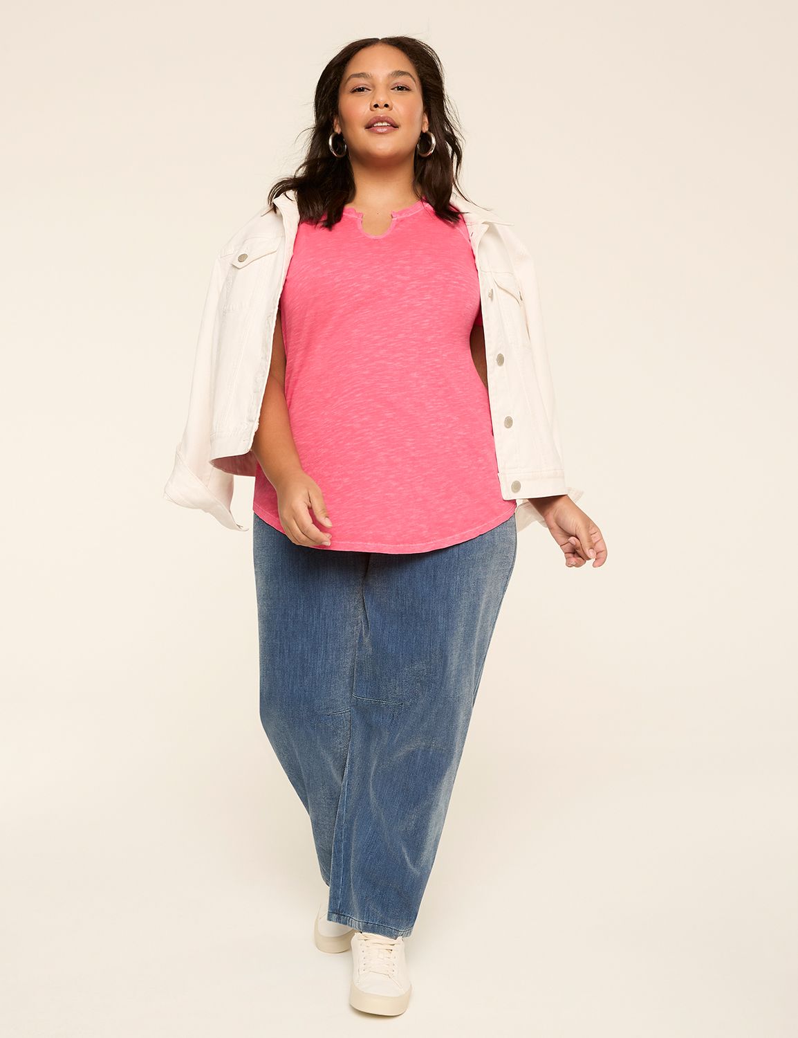 Casual Raglan Sleeve Notch Neck Top Product Image 3