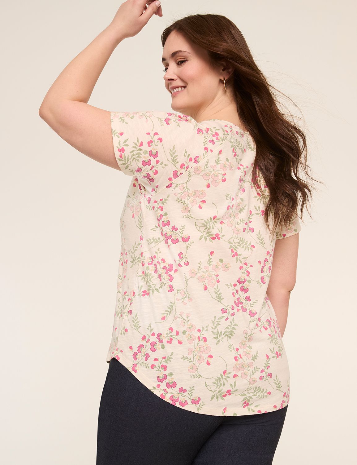Short-Sleeve Notch-Neck Top