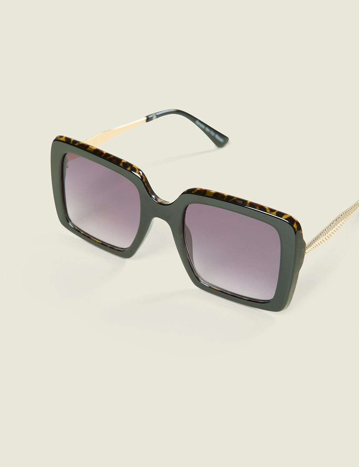 Black Animal Print Square Sunglasses