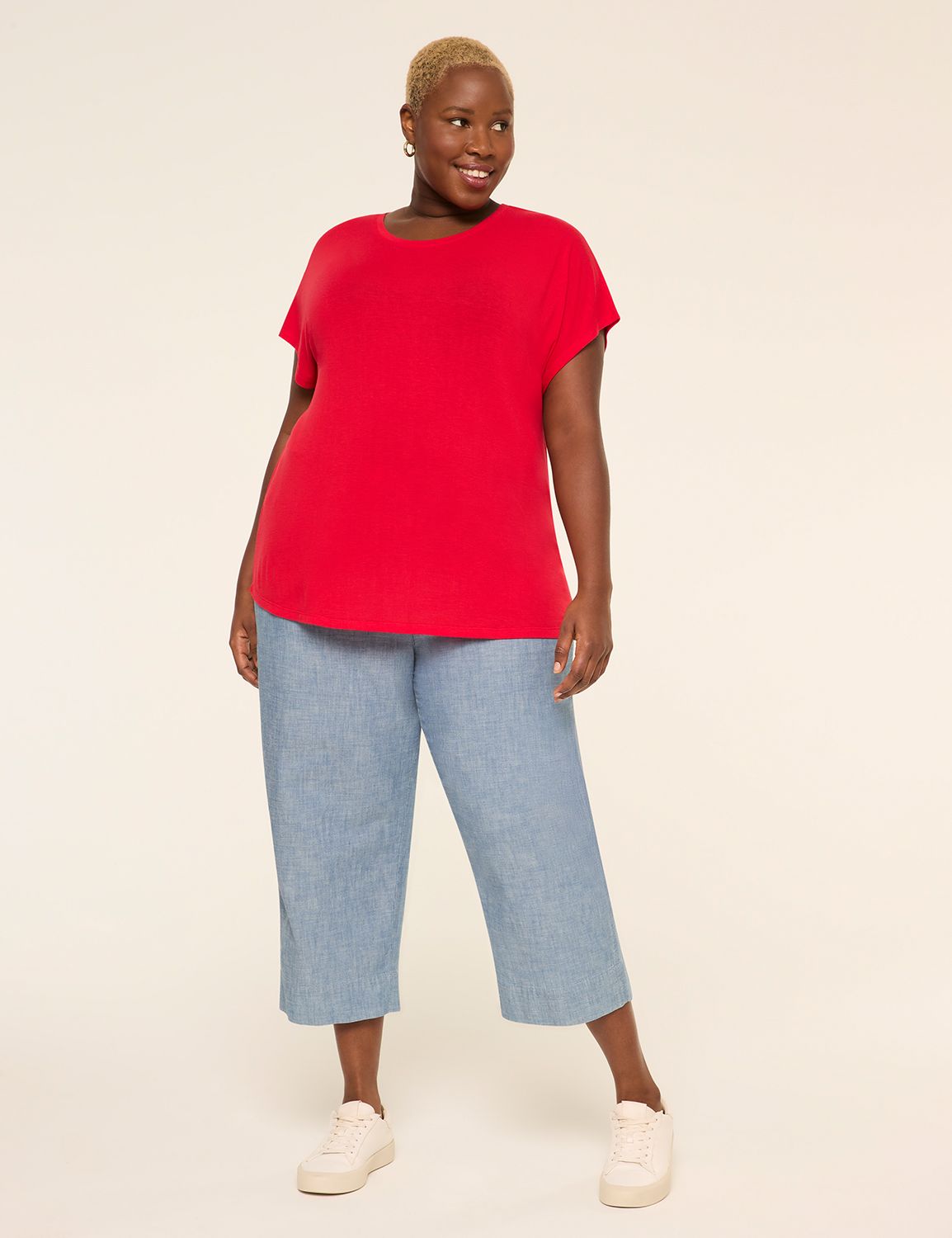 Short Sleeve Crew Neck Dolman Tee - Product Image 3