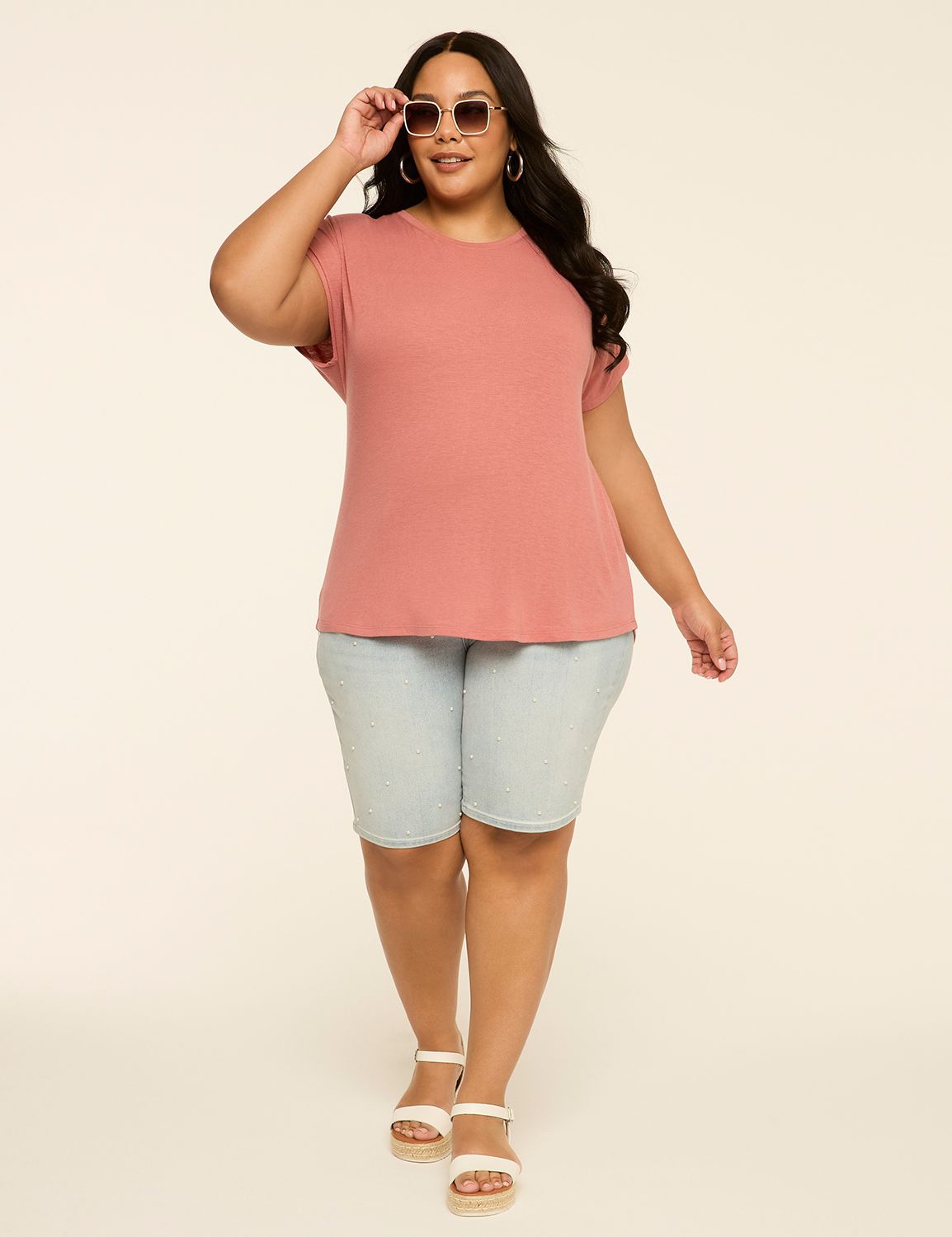 Short Sleeve Crew Neck Dolman Tee - Product Image 3
