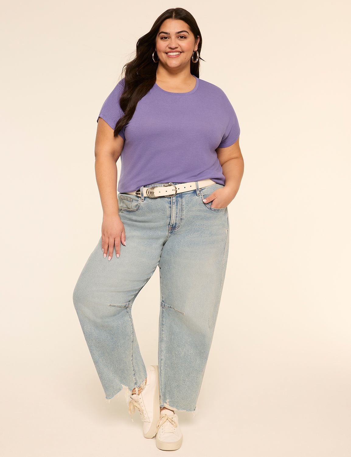 Short Sleeve Crew Neck Dolman Tee - Product Image 3