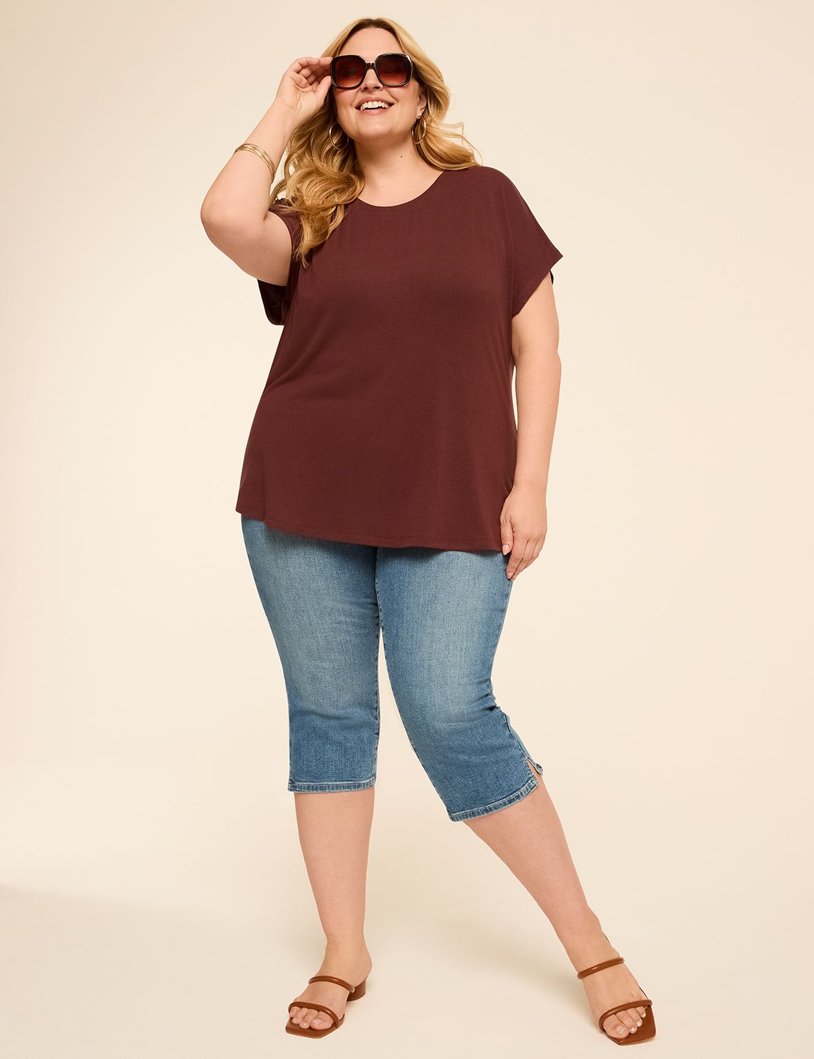 Short Sleeve Crew Neck Dolman Tee - Product Image 3
