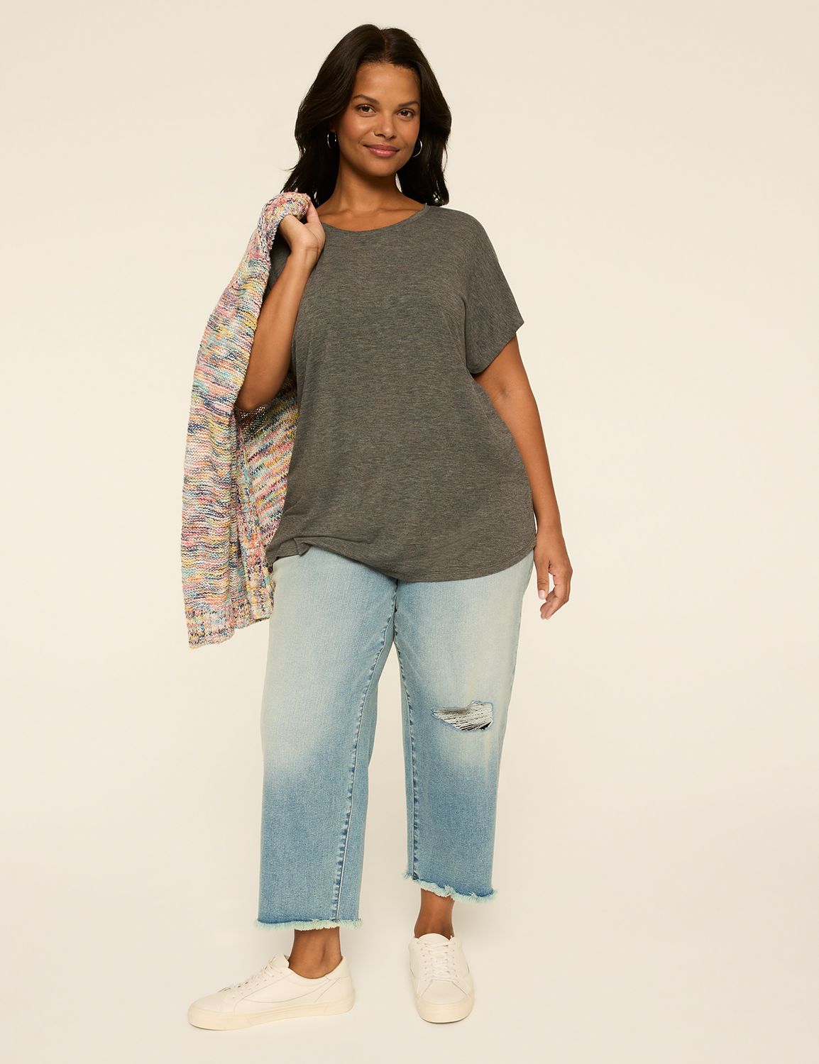 Short Sleeve Crew Neck Dolman Tee - Product Image 3