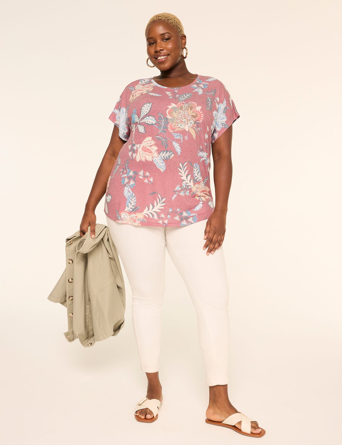 Short Sleeve Crew Neck Dolman Tee - Product Image 3