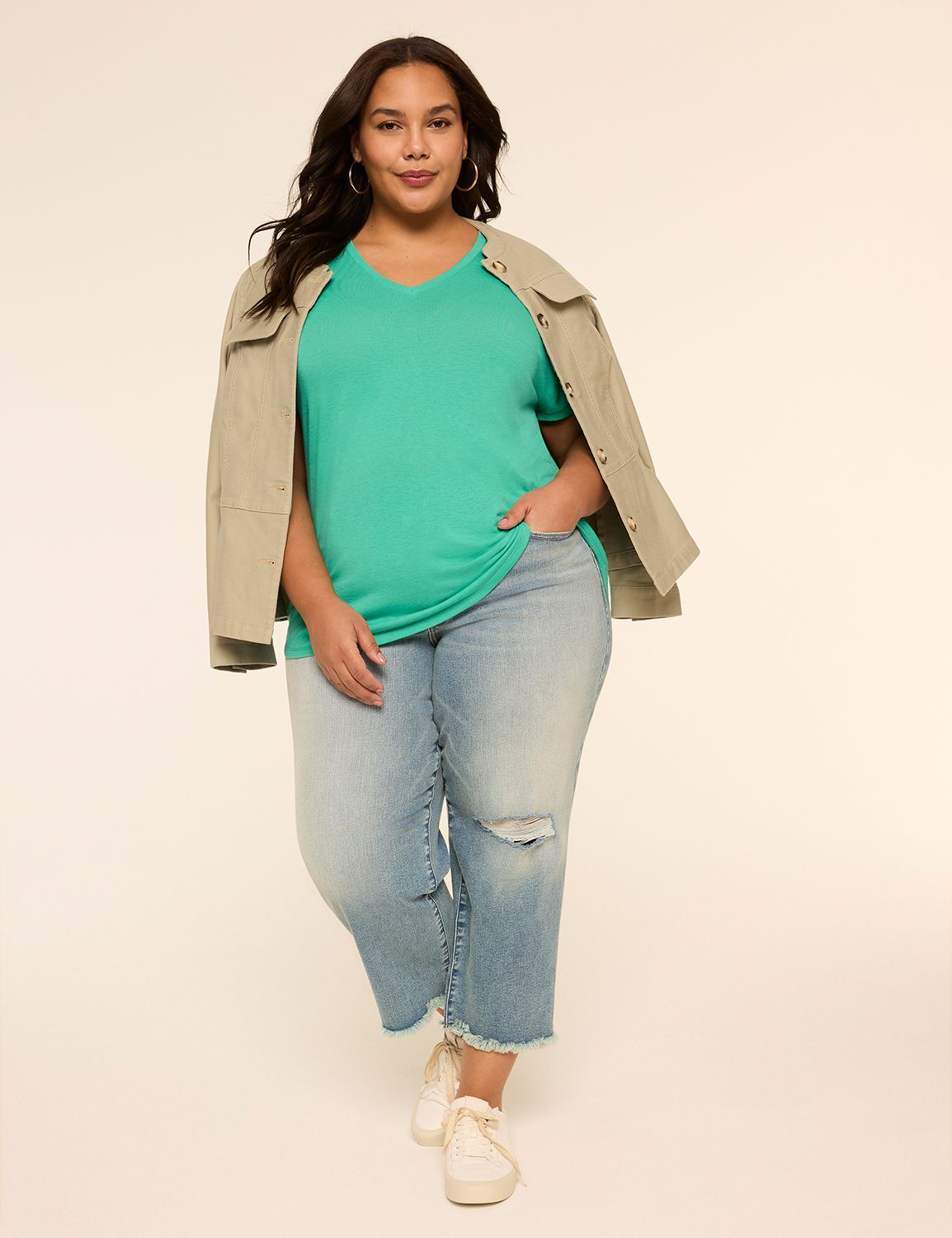 Short Sleeve V Neck Dolman Tee S 11 Product Image 3