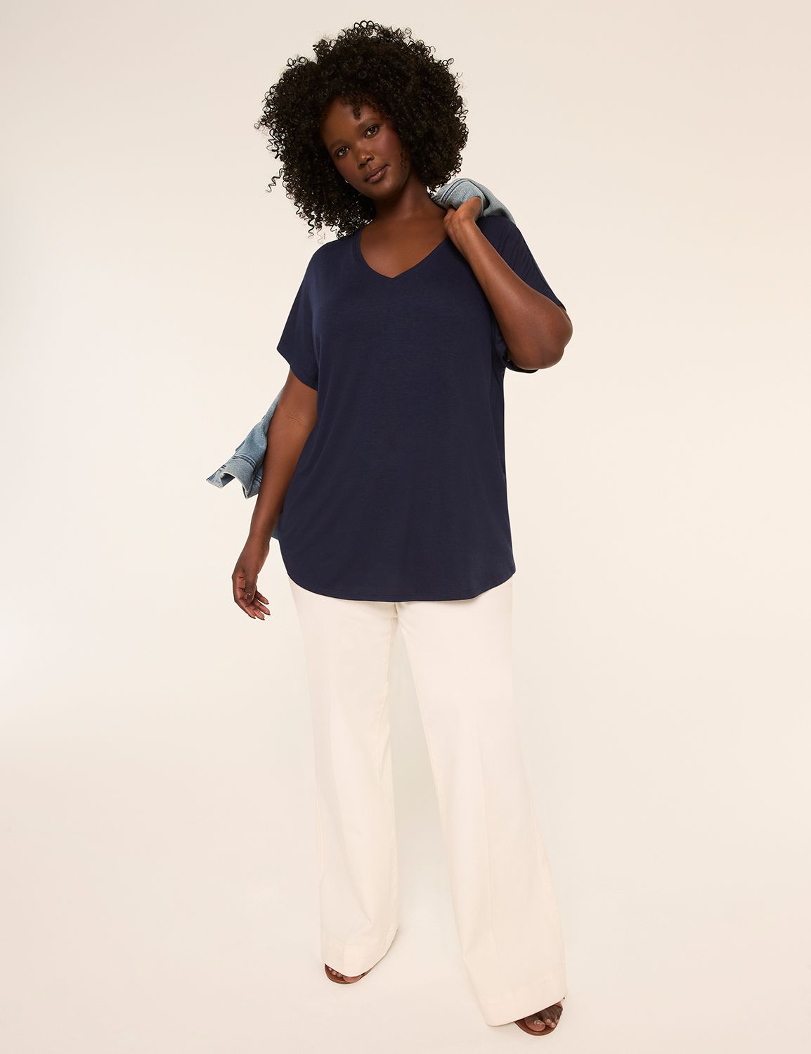 Short Sleeve V Neck Dolman Tee S 11 Product Image 3