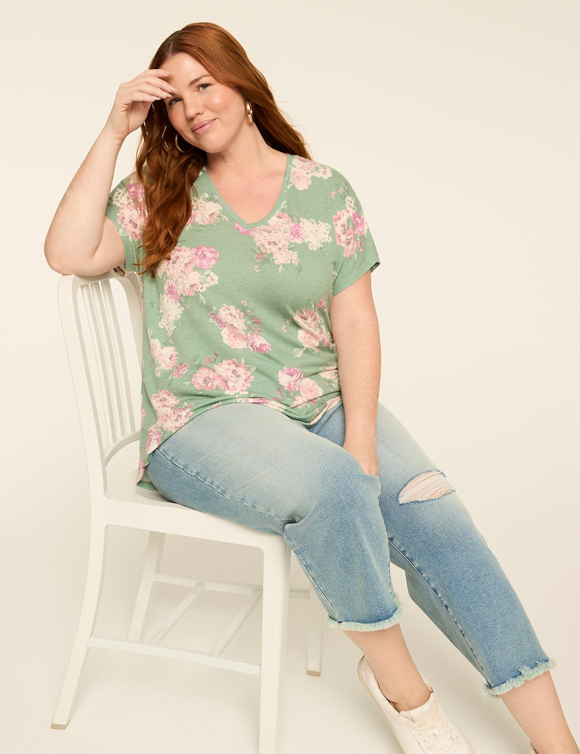Short Sleeve V Neck Dolman Tee S 11 Product Image 3
