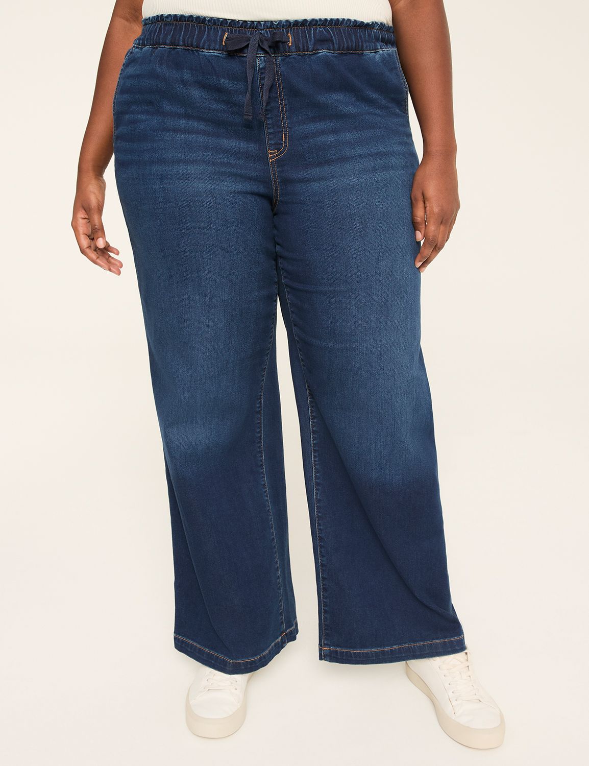 Pull-On Cloud Knit High-Rise Wide Leg Jean
