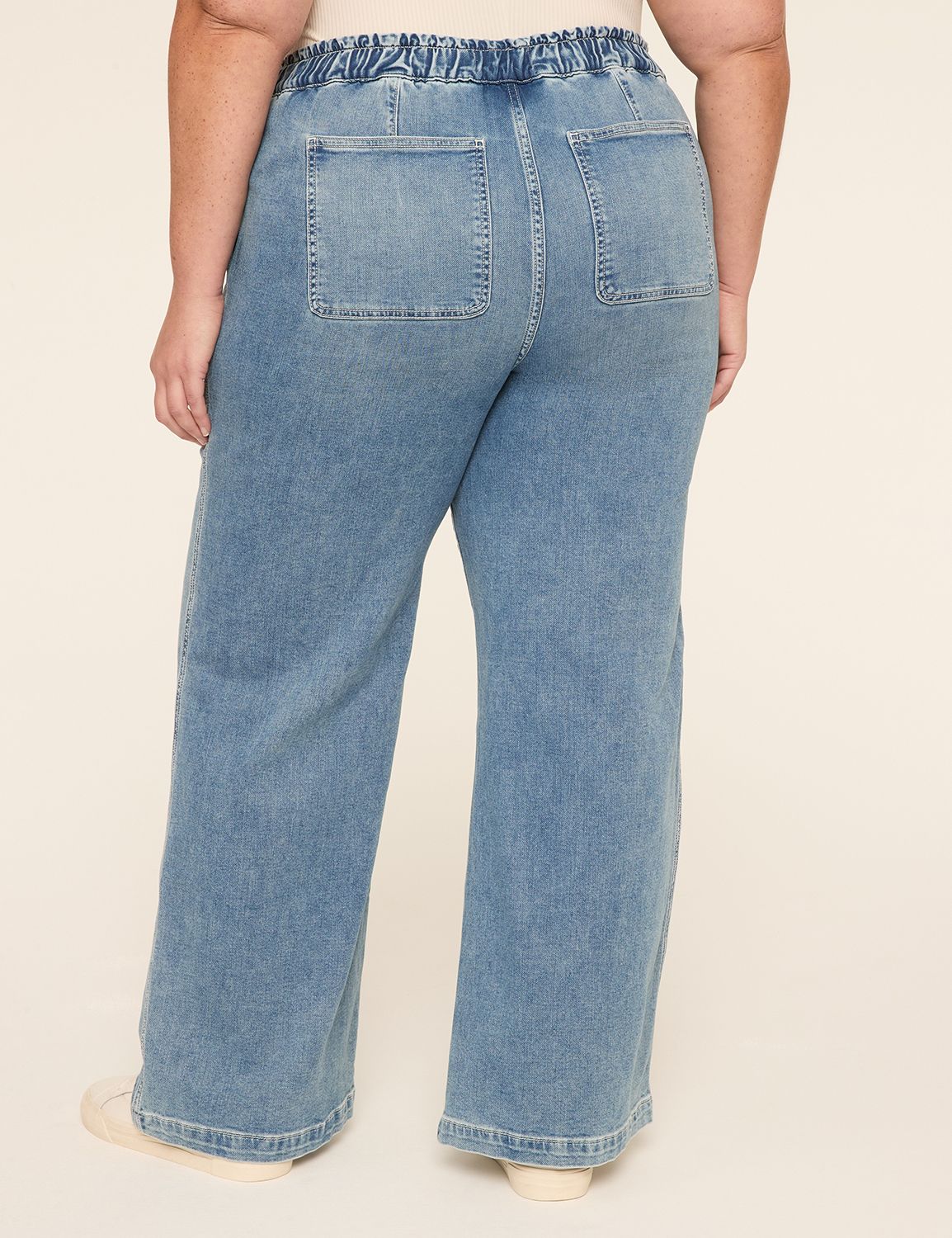 Pull-On Cloud Knit High-Rise Wide Leg Jean
