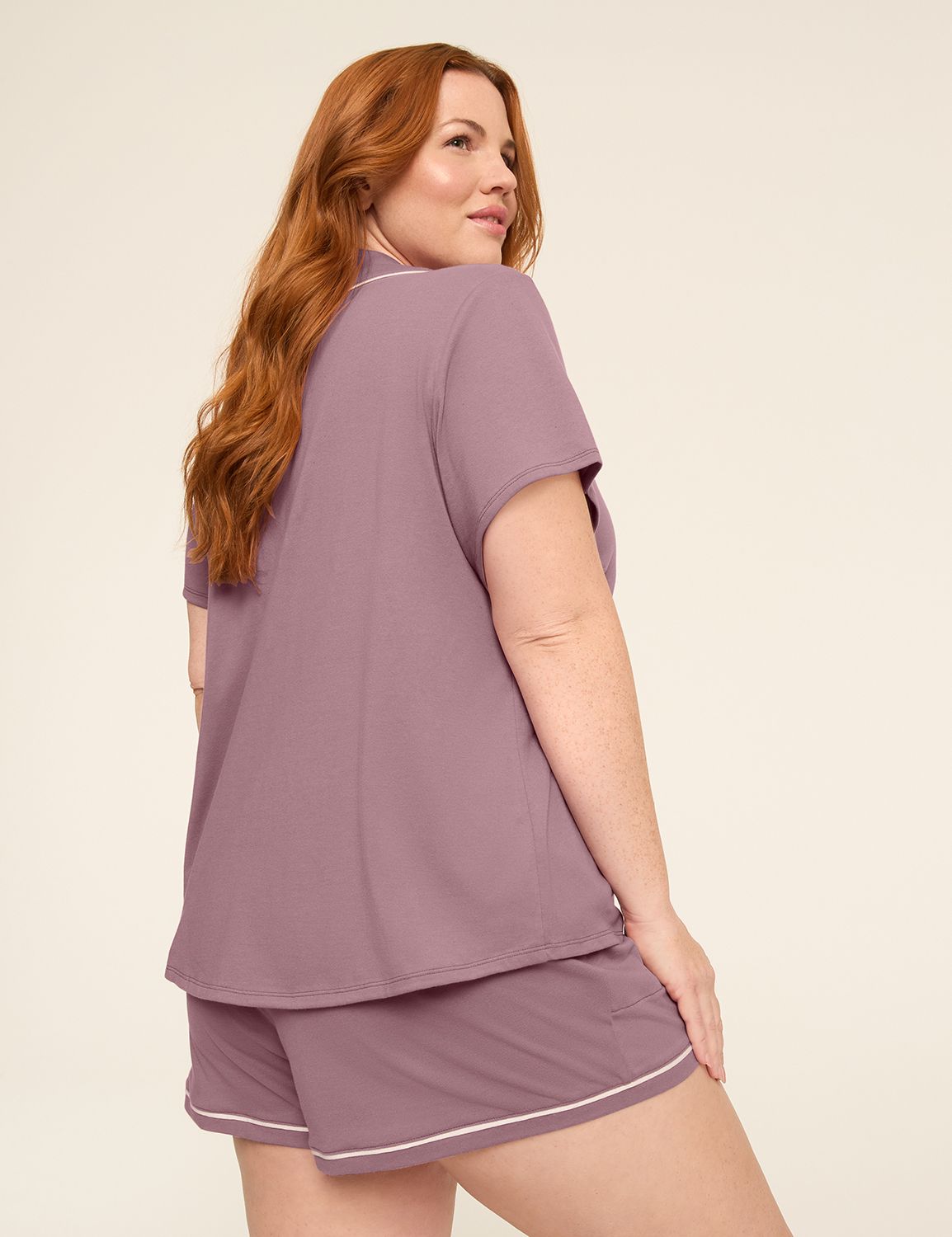 Comfy Cotton Notch-Neck Shirt & Short PJ Set
