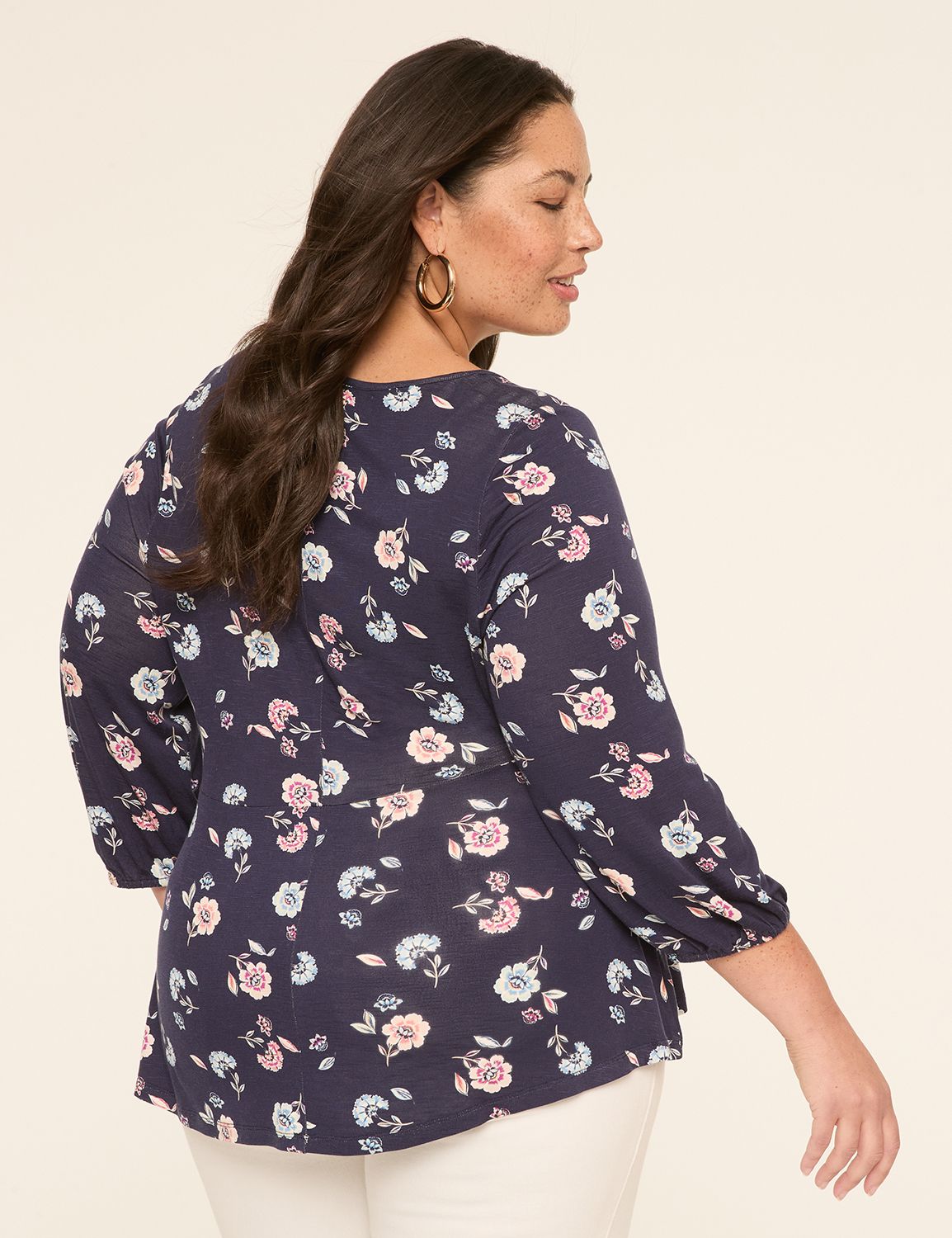 3/4 Sleeve V-Neck Cinched Waist Top
