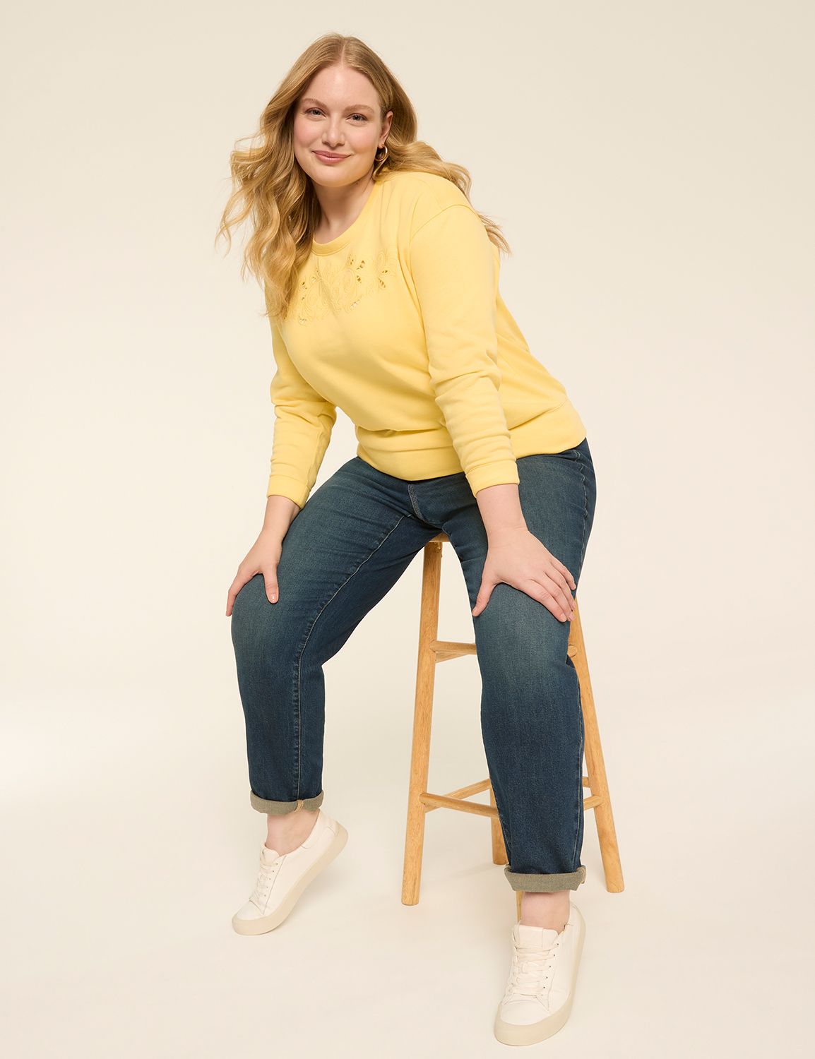 Long Sleeve Dropped Shoulder Crew N Product Image 3