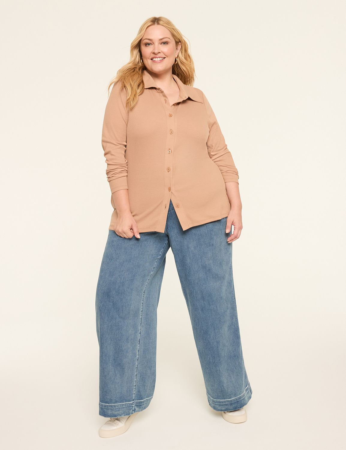 Long Sleeve Button Front Variegated Product Image 3