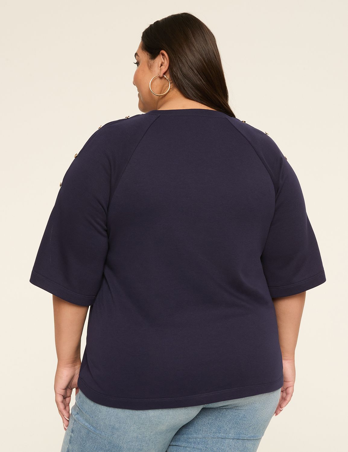 Split-Sleeve Top With Buttons