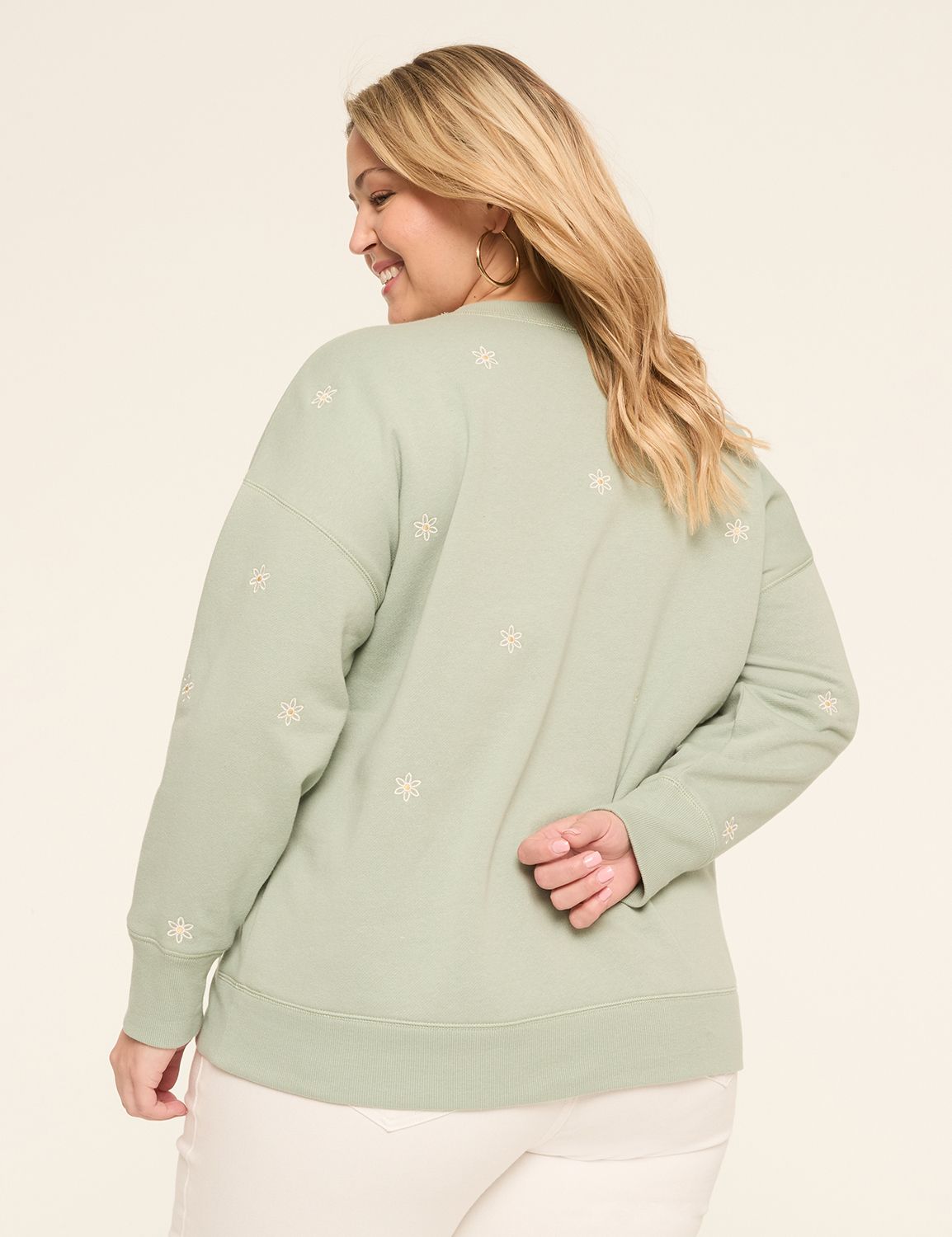 Embroidered Flower Long-Sleeve Sweatshirt