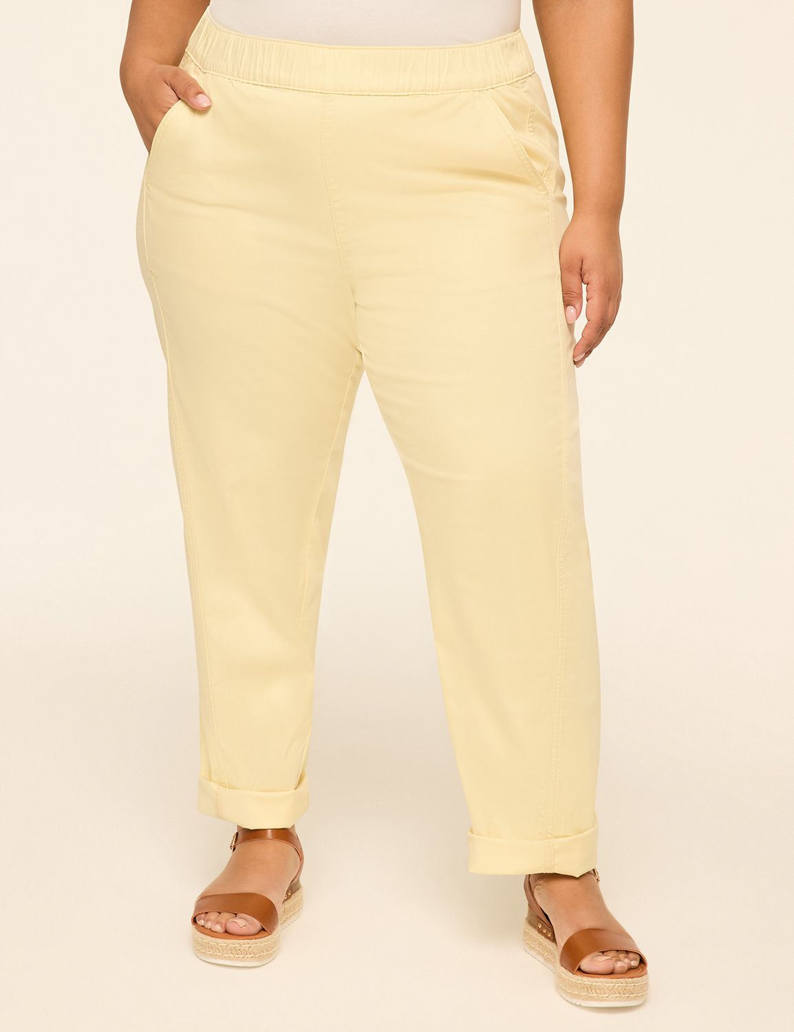 Pull-On Sateen Chino Ankle Pant