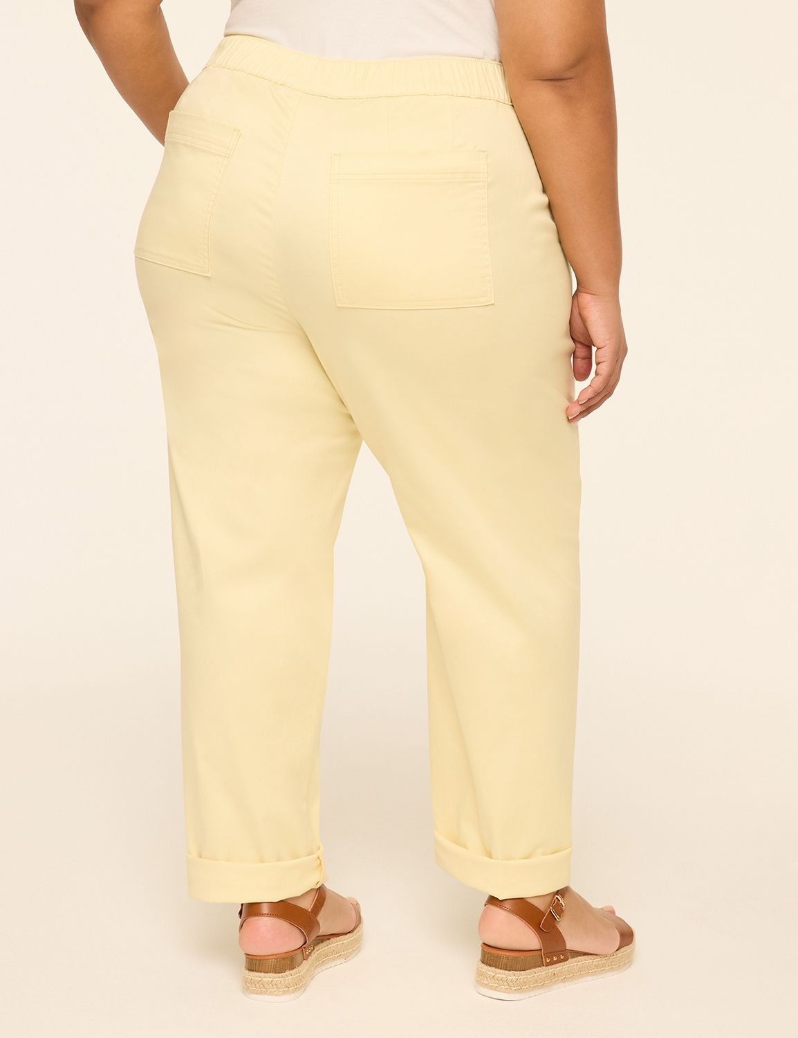 Pull-On Sateen Chino Ankle Pant