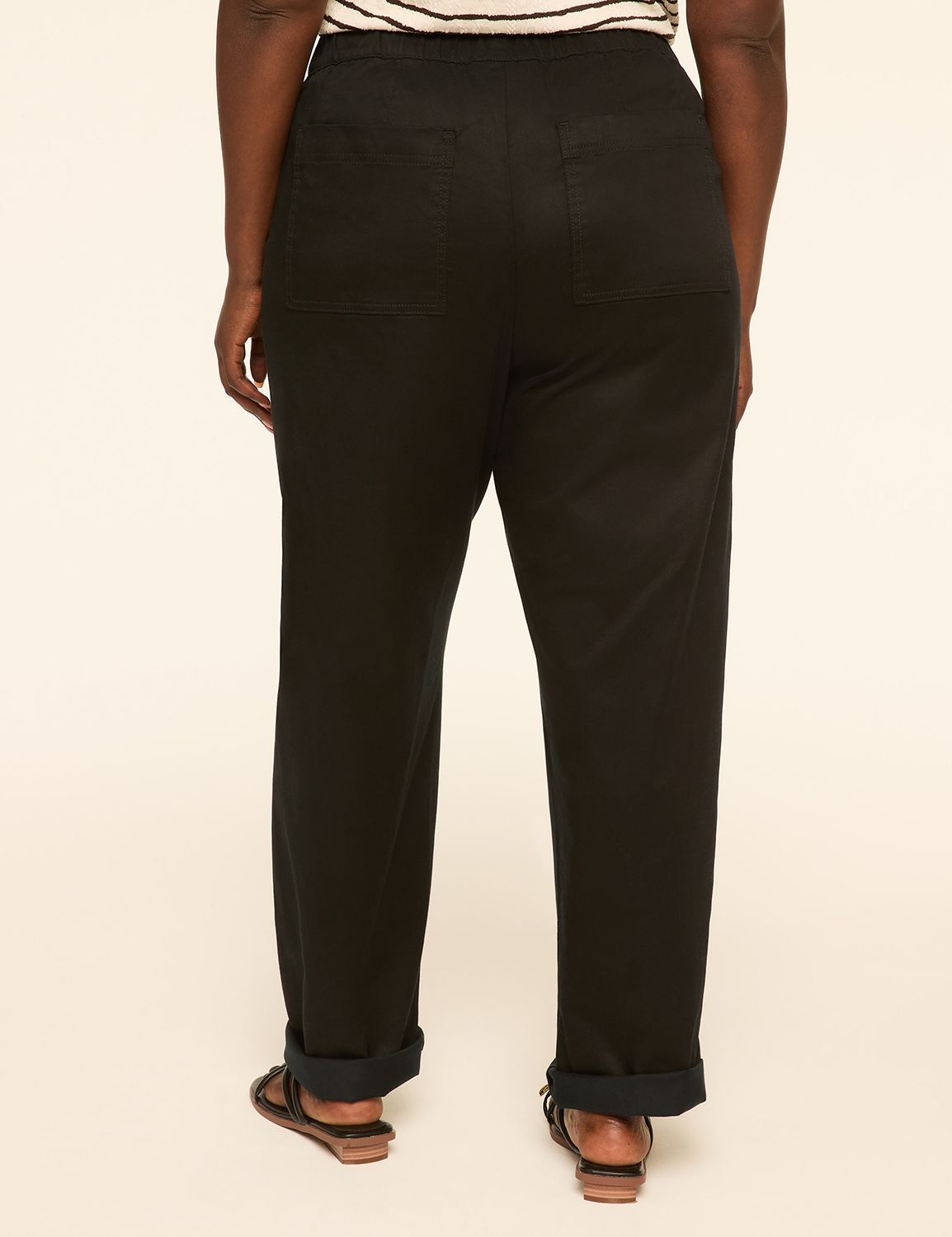 Pull-On Sateen Chino Ankle Pant