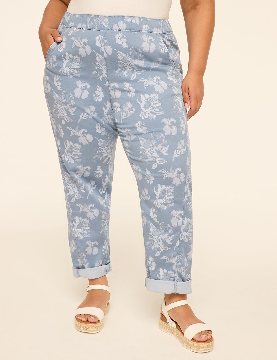 Pull-On Sateen Chino Ankle Pant