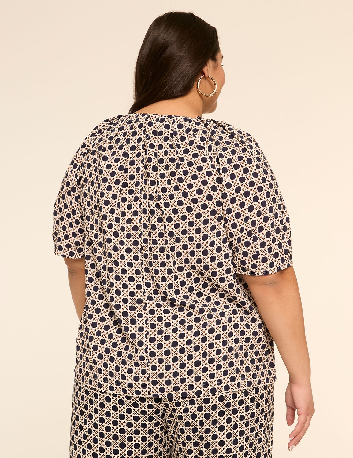 Raglan Sleeve Lace-Up Popover Blouse