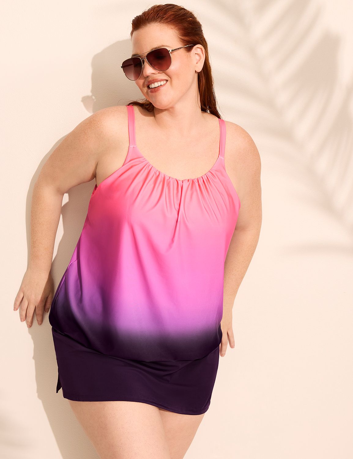 Ombre No-Wire Blouson Tankini Top
