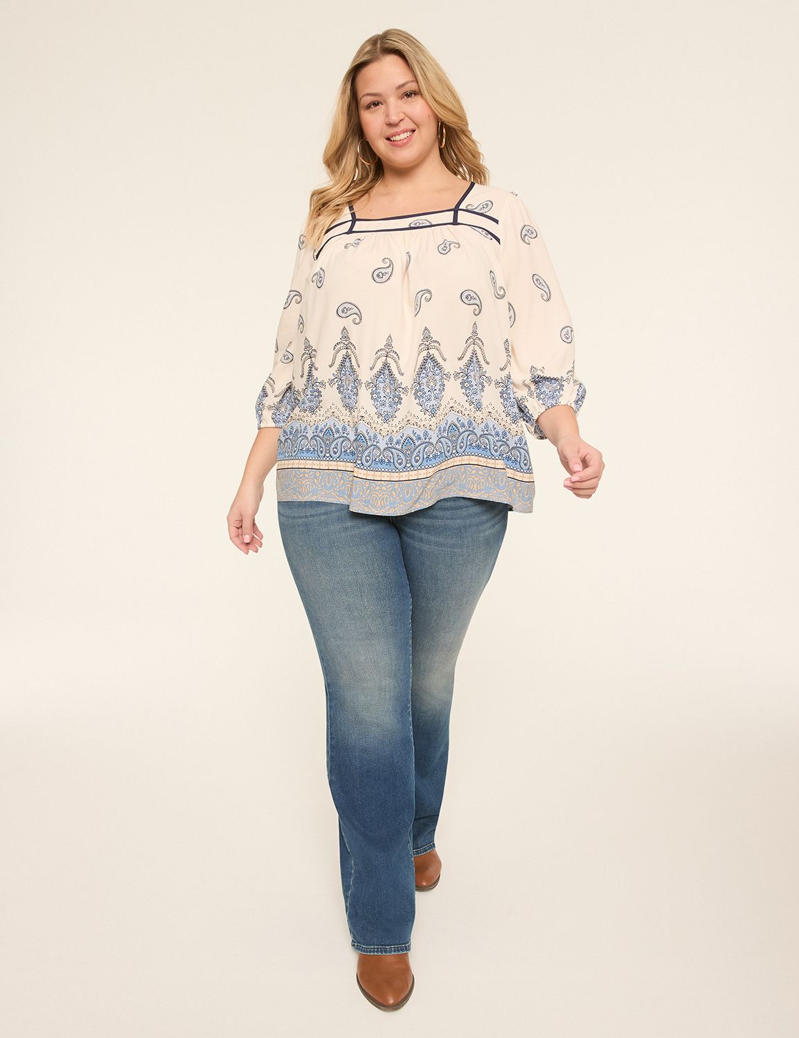 Classic 3/4 Sleeve Squareneck Popov Product Image 3