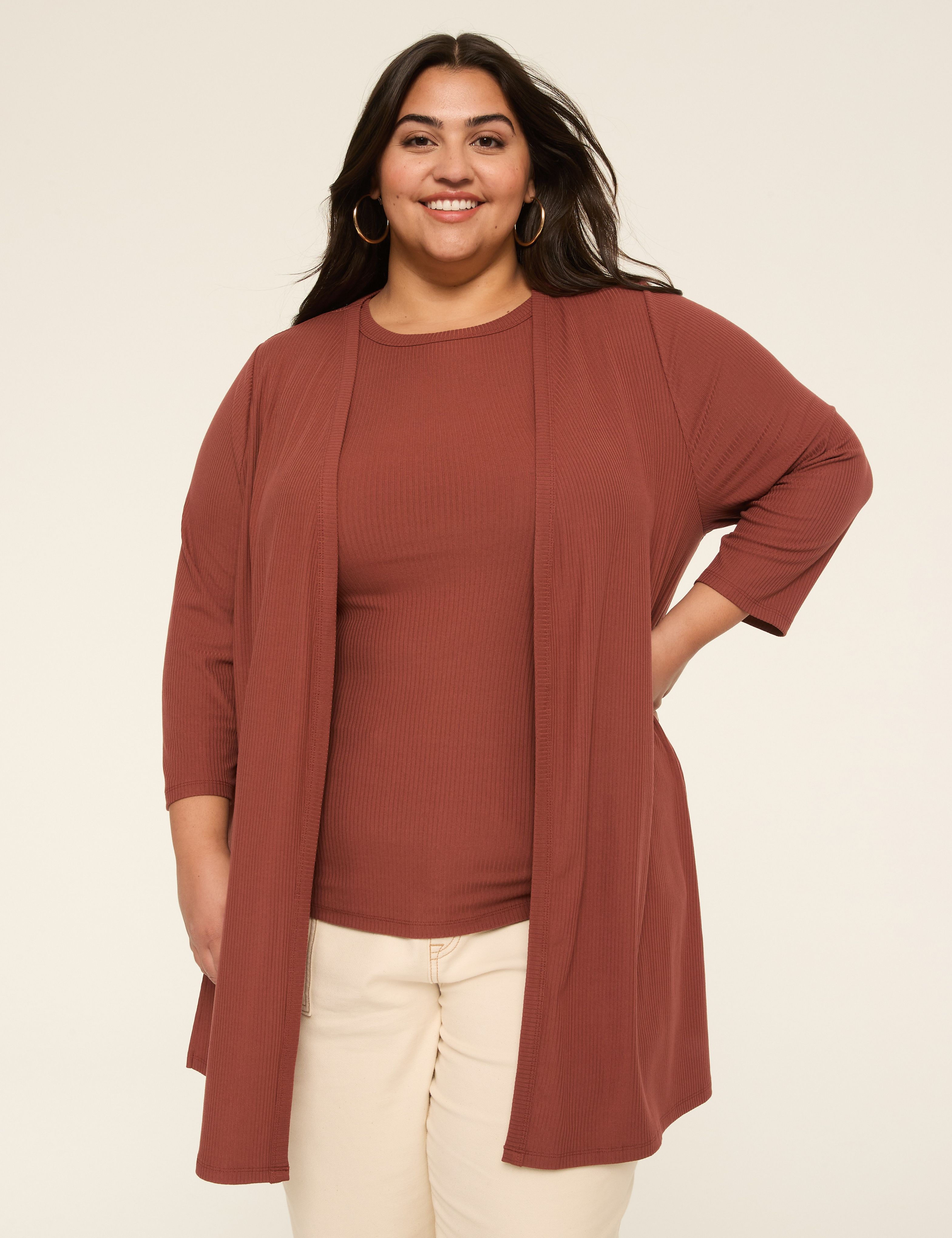 WV 3/4 Sleeve Open Front Over Piece Product Image 4