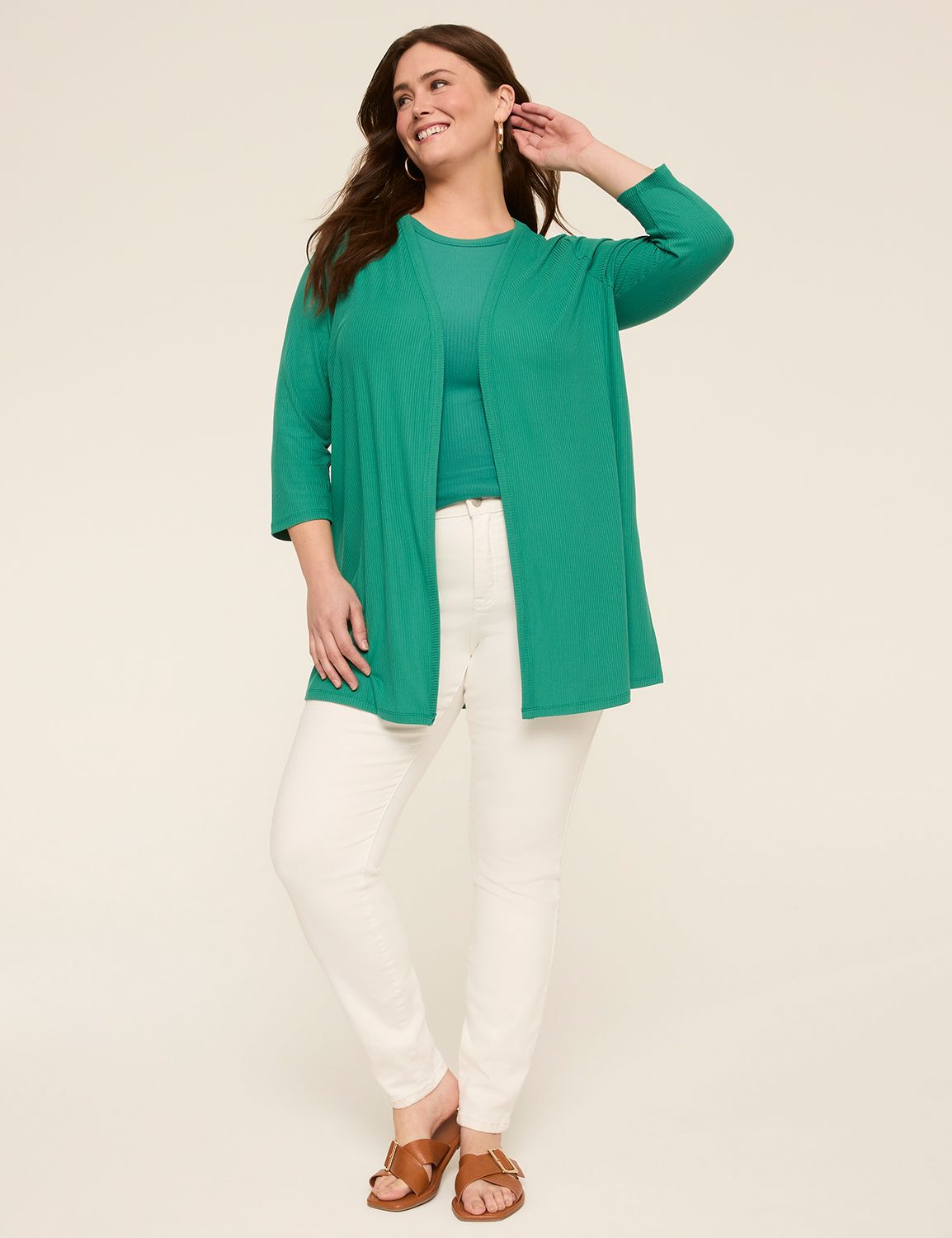 WV 3/4 Sleeve Open Front Over Piece Product Image 3
