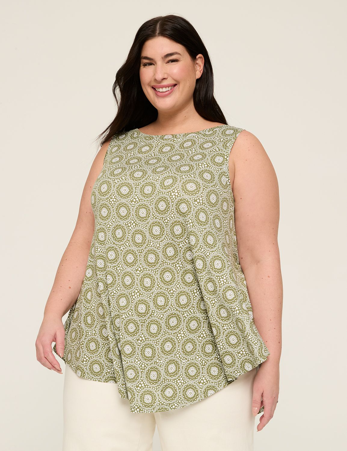 Casual Sleeveless Boat Neck Swing T Product Image 1