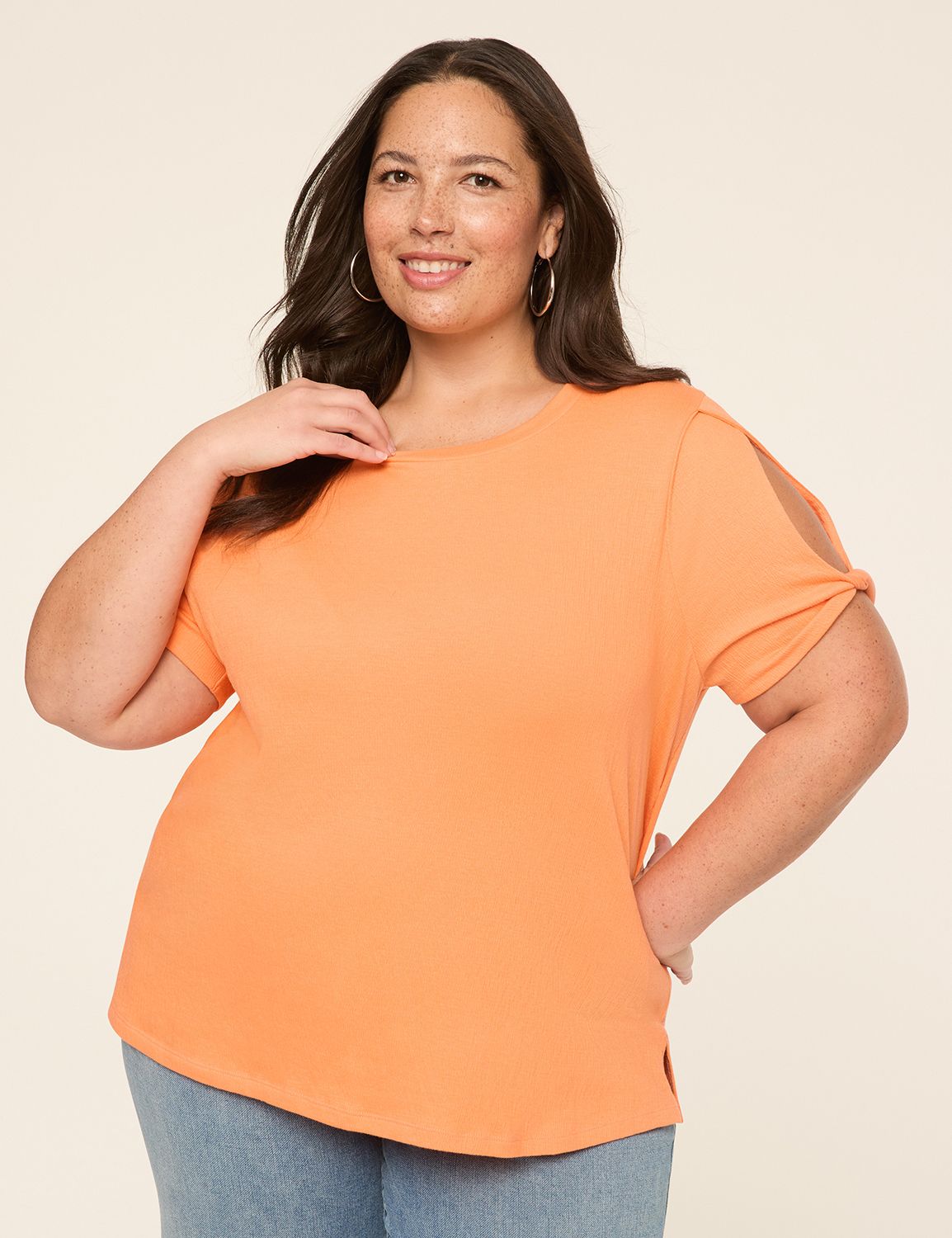 Short-Sleeve Twist Knot Crew-Neck Tee