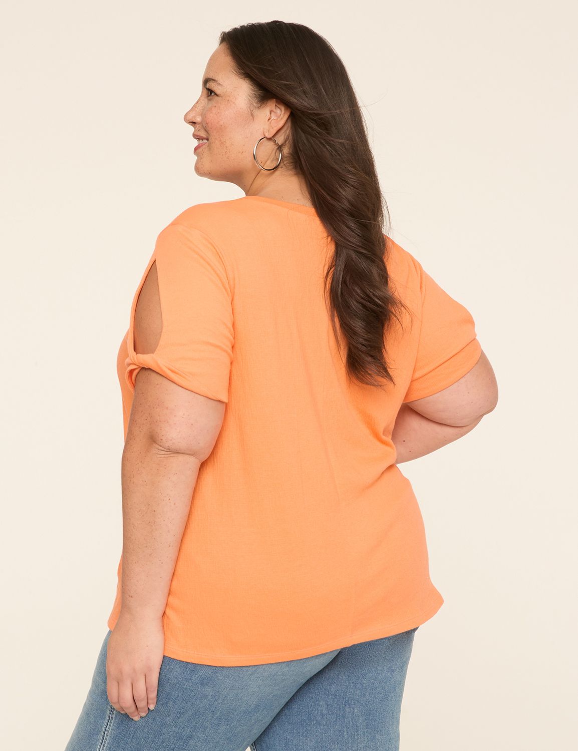 Short-Sleeve Twist Knot Crew-Neck Tee