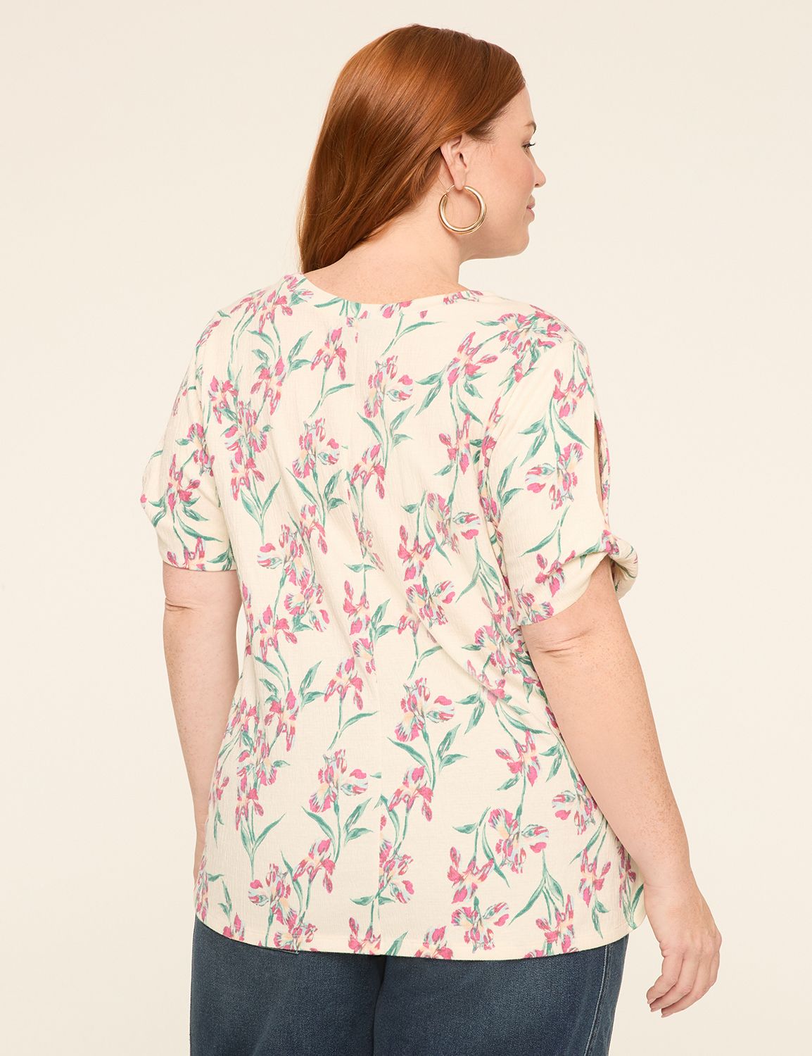 Short-Sleeve Twist Knot Crew-Neck Tee