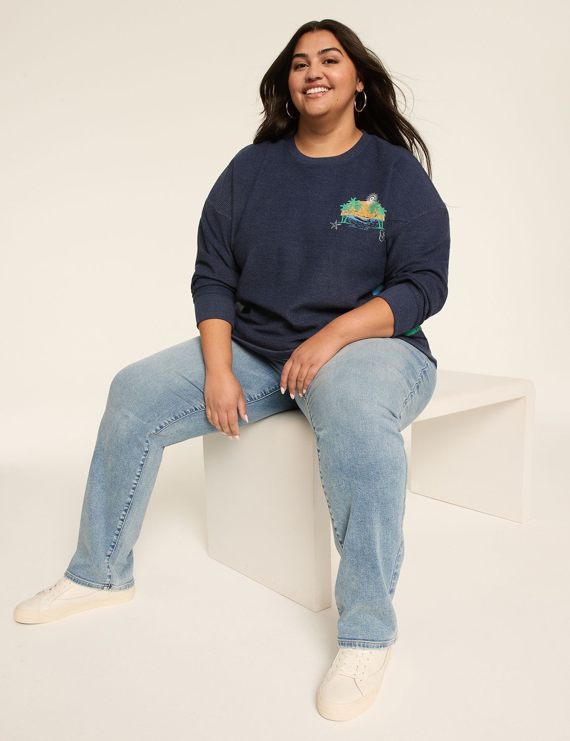 Long Sleeve Crew Neck Drop Shoulder Product Image 3