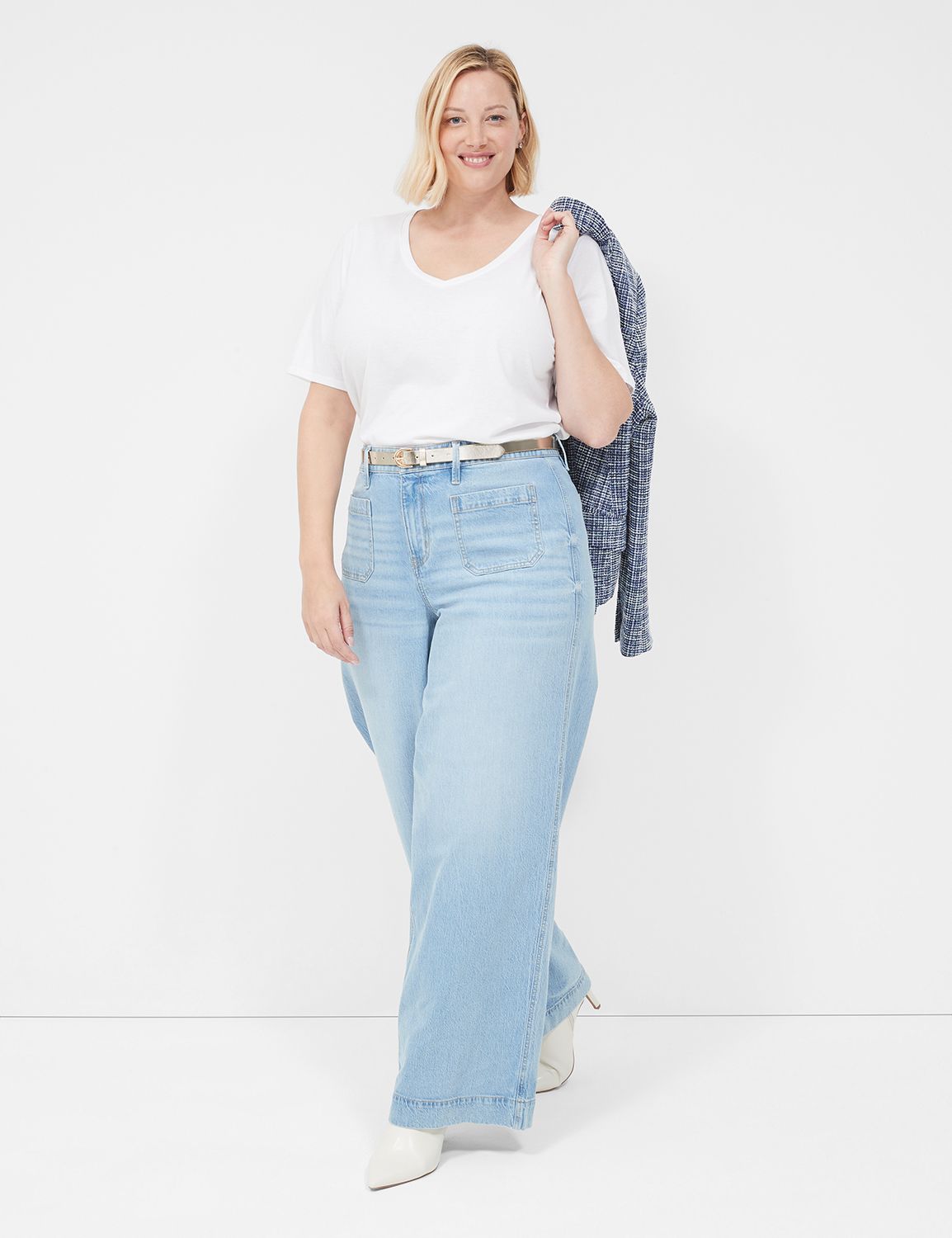 Classic Perfect Sleeve V Neck Tee S Product Image 3