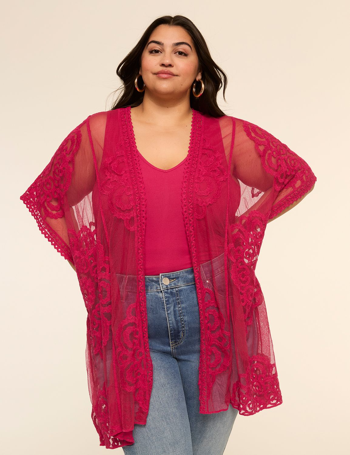 Open-Front Lace Overpiece
