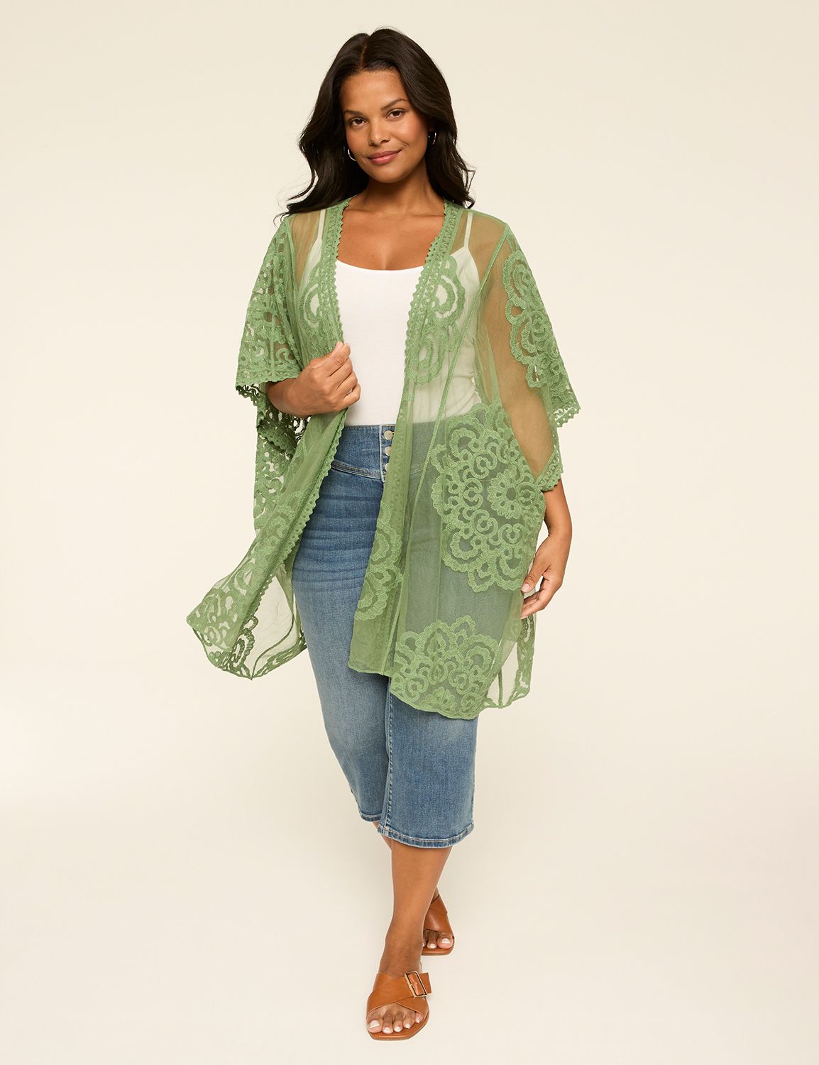 Open-Front Lace Overpiece