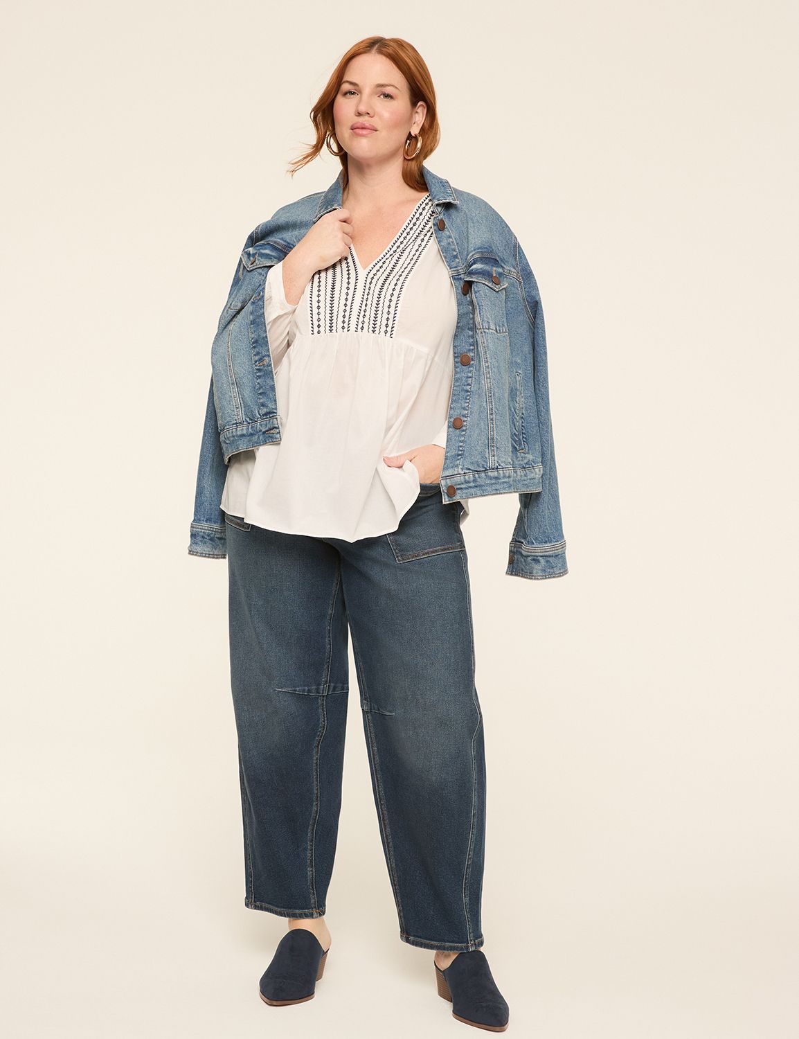 Classic LS V-Neck Popover Top 11494 Product Image 3