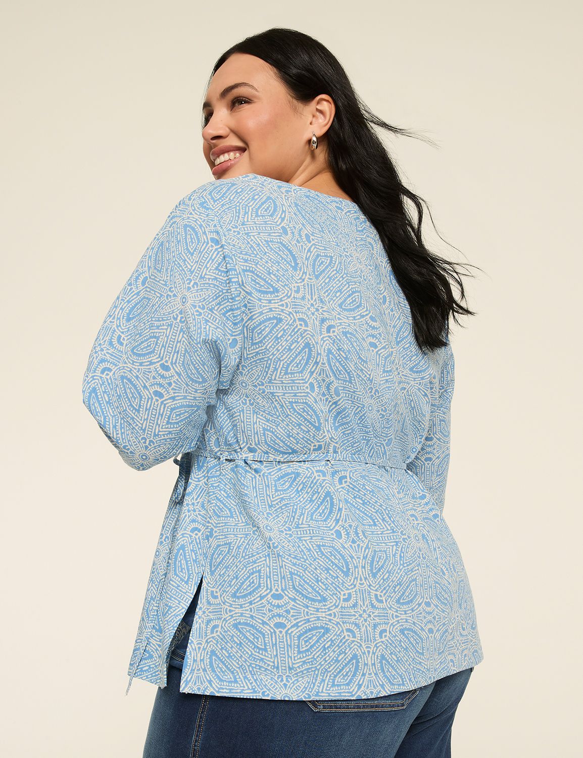 Bracelet Sleeve Notch Neck Tunic