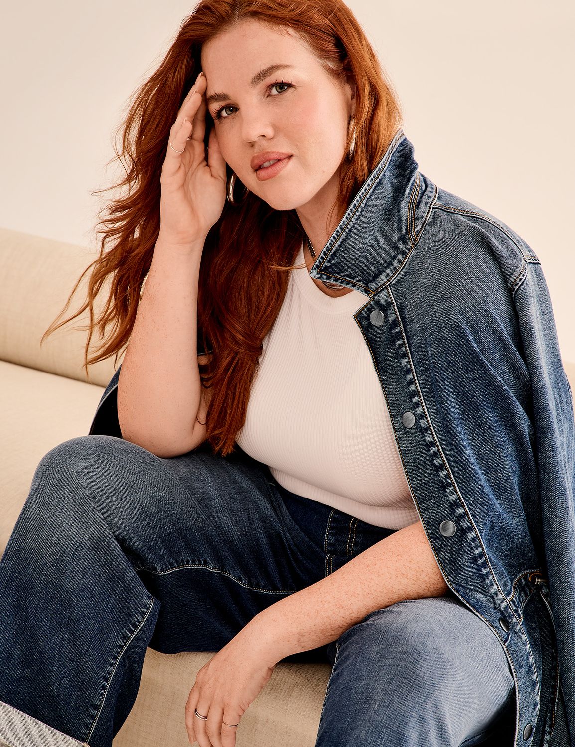 CLOUD KNIT DENIM CINCHED WAIST JACK Product Image 4