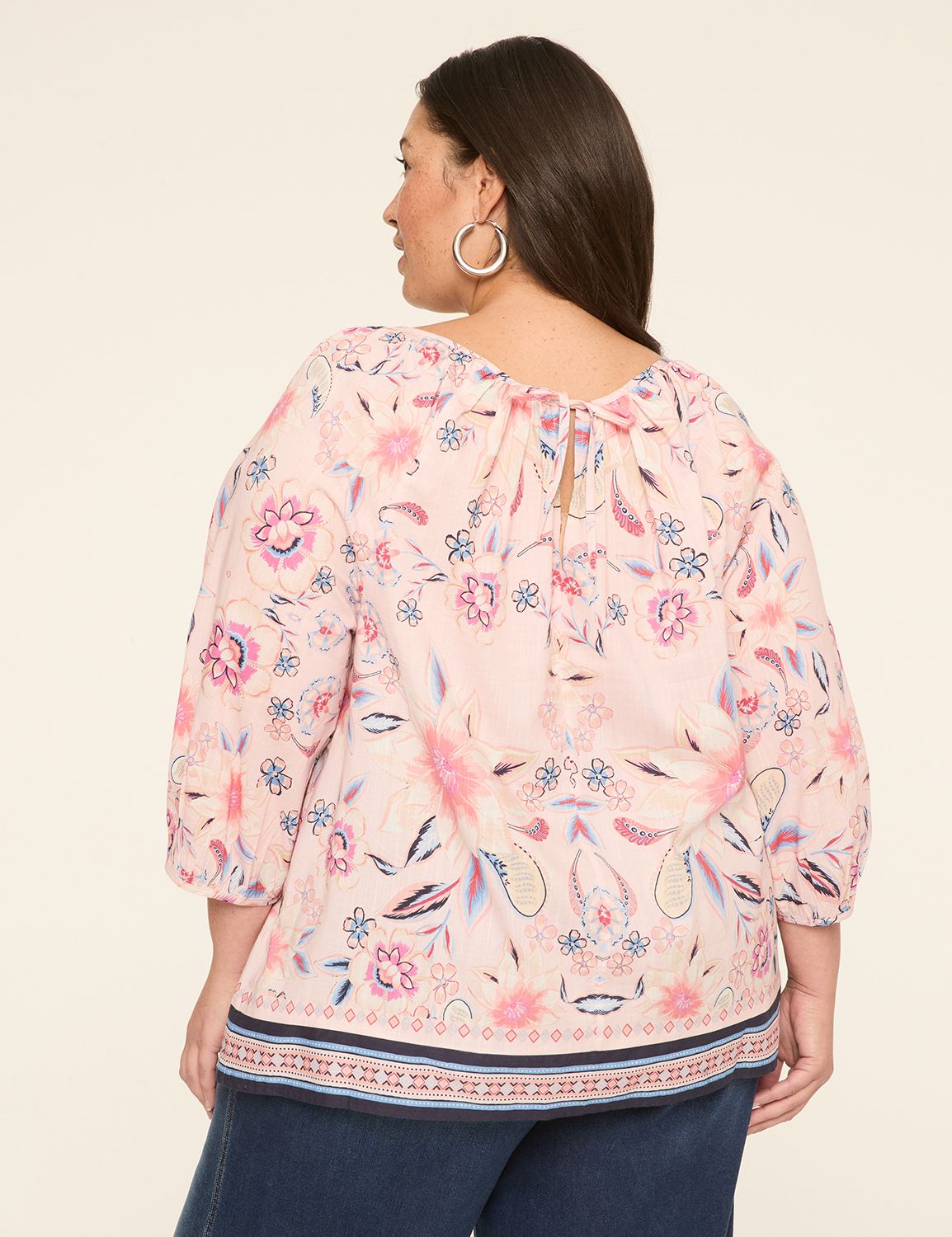 Swing 3/4 Sleeve Raglan Popover Blouse