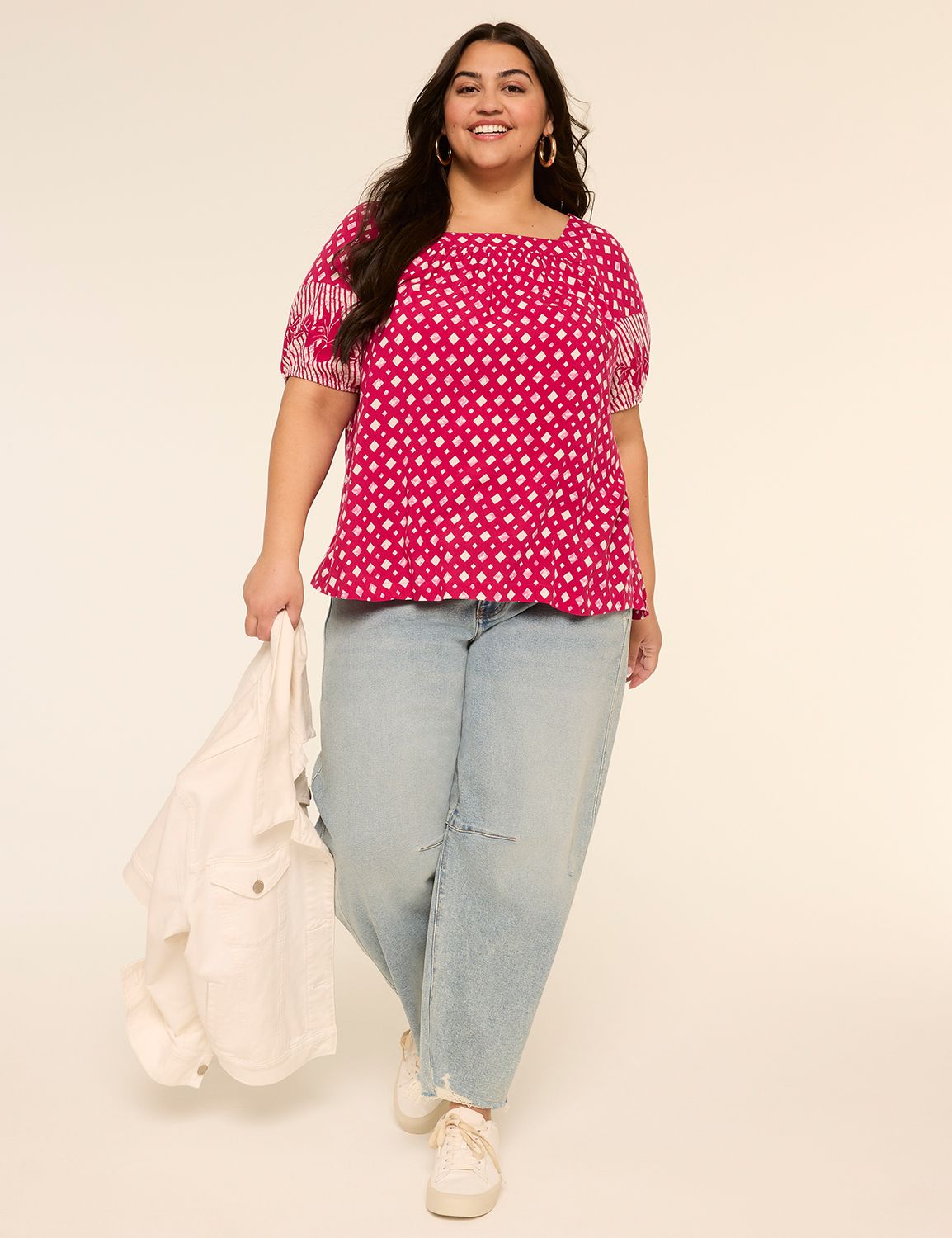 Swing Short Sleeve Square Neck Blou Product Image 3