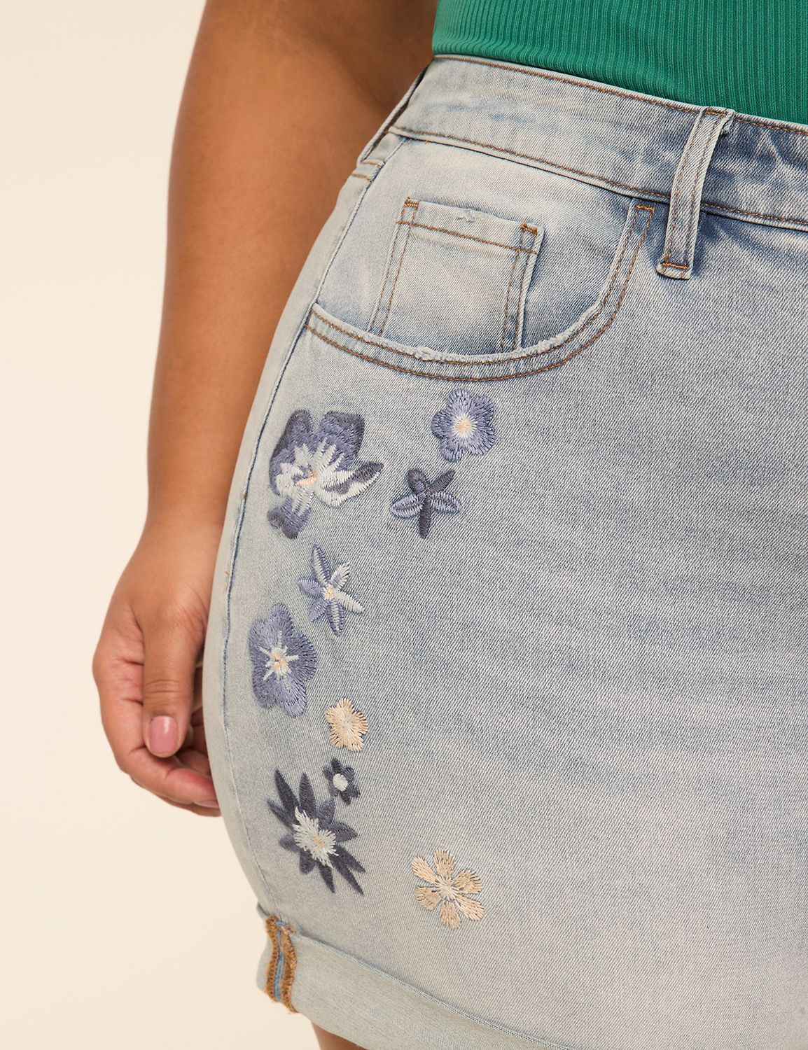 BOYFRIEND MIDI SHORT FLORAL EMBROID Product Image 4