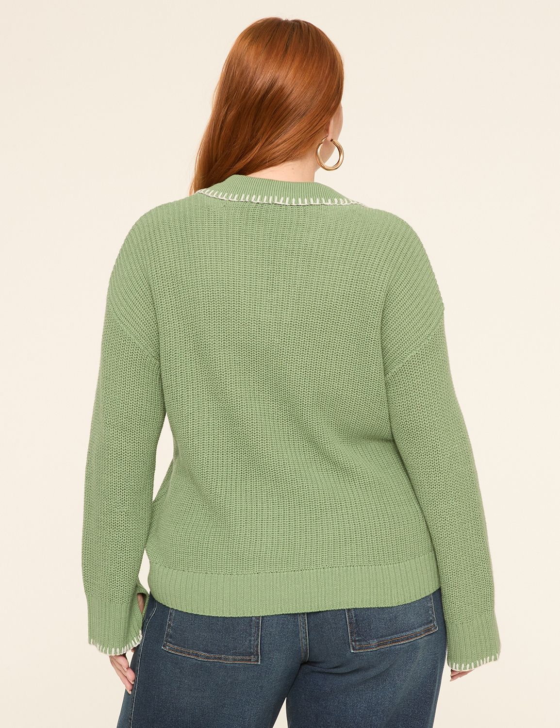 Bracelet Sleeve Tie Polo Sweater